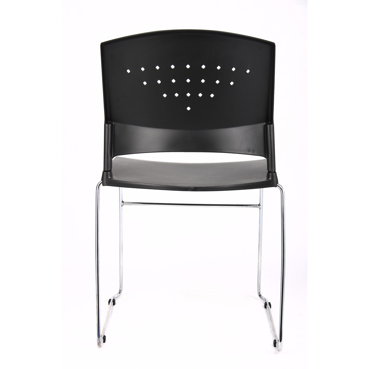 Boss Office Products Poly Stackable Chrome Chair BlackSilver PopularChairscom