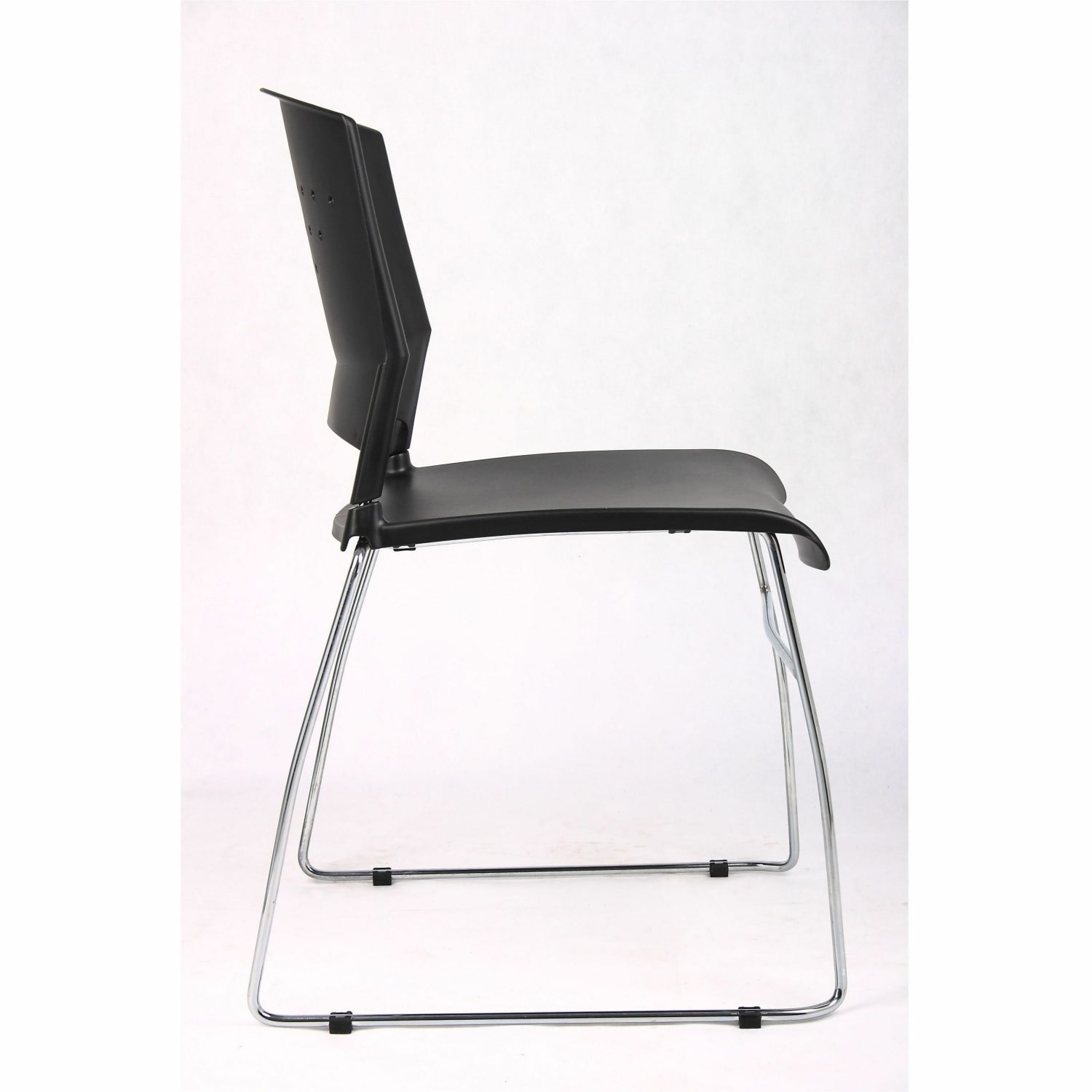 Boss Office Products Poly Stackable Chrome Chair BlackSilver PopularChairscom
