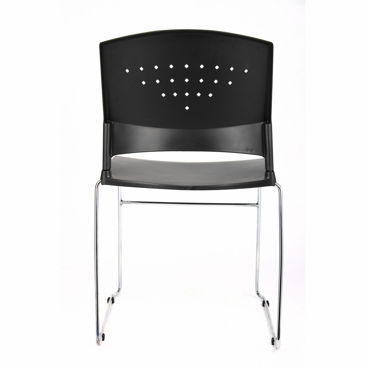 Boss Office Products Poly Stackable Chrome Chair BlackSilver PopularChairscom