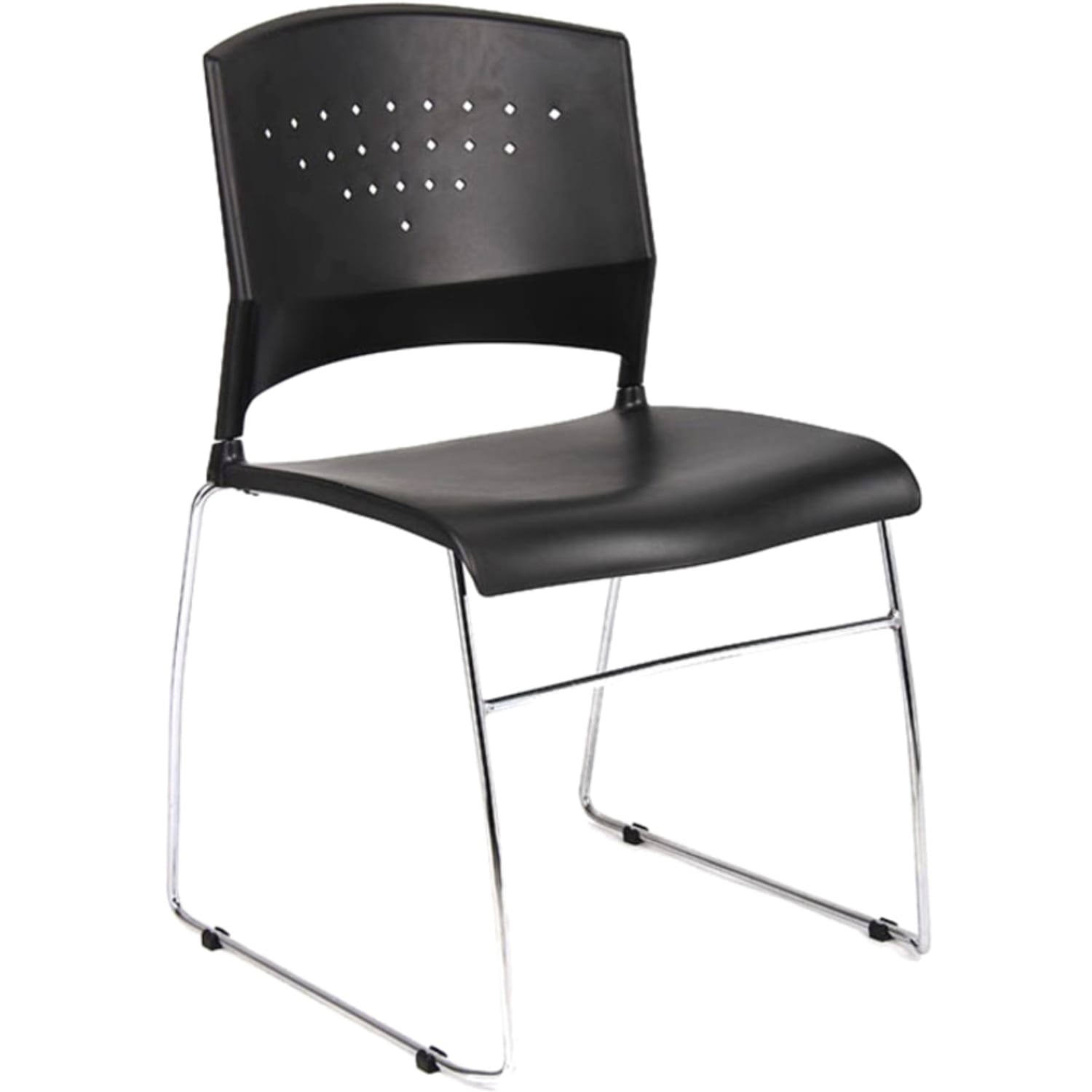 Boss Office Products Poly Stackable Chrome Chair BlackSilver PopularChairscom