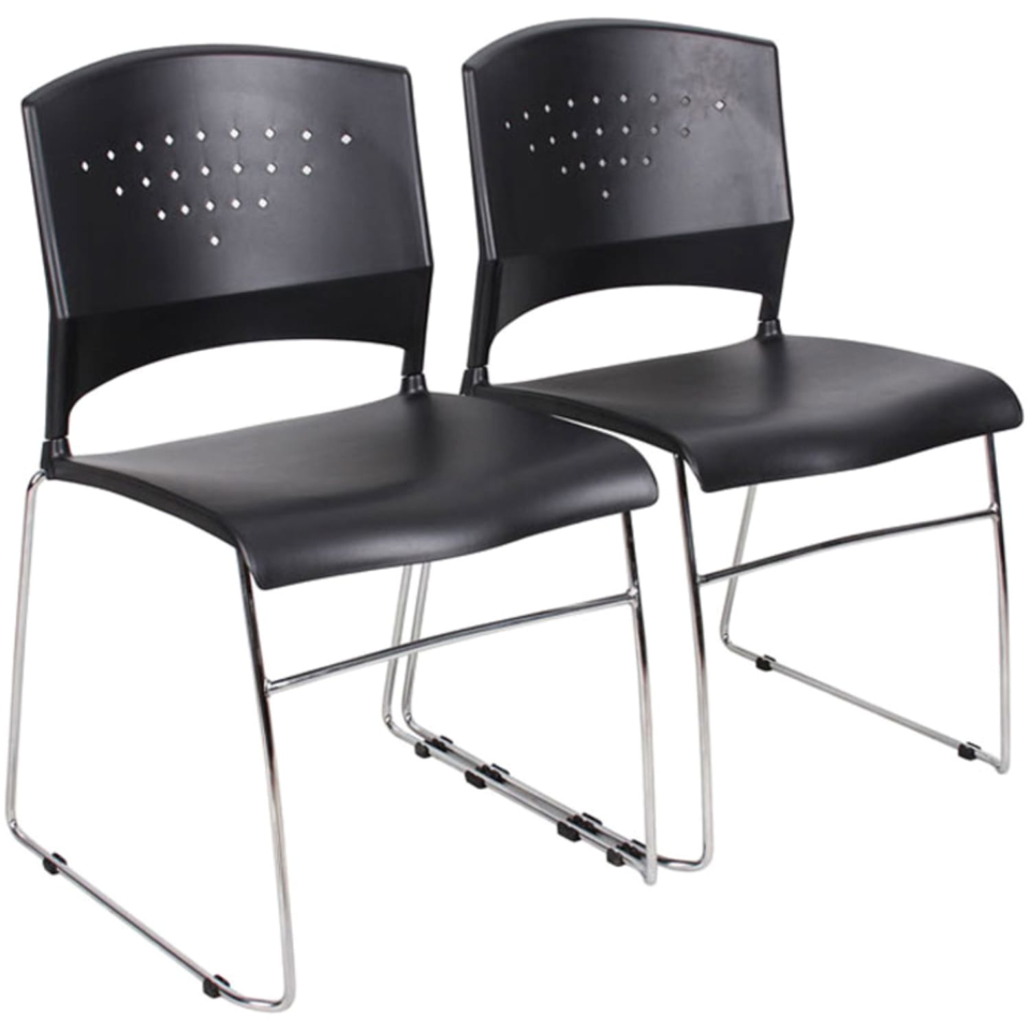 Boss Office Products Poly Stackable Chrome Chair BlackSilver PopularChairscom