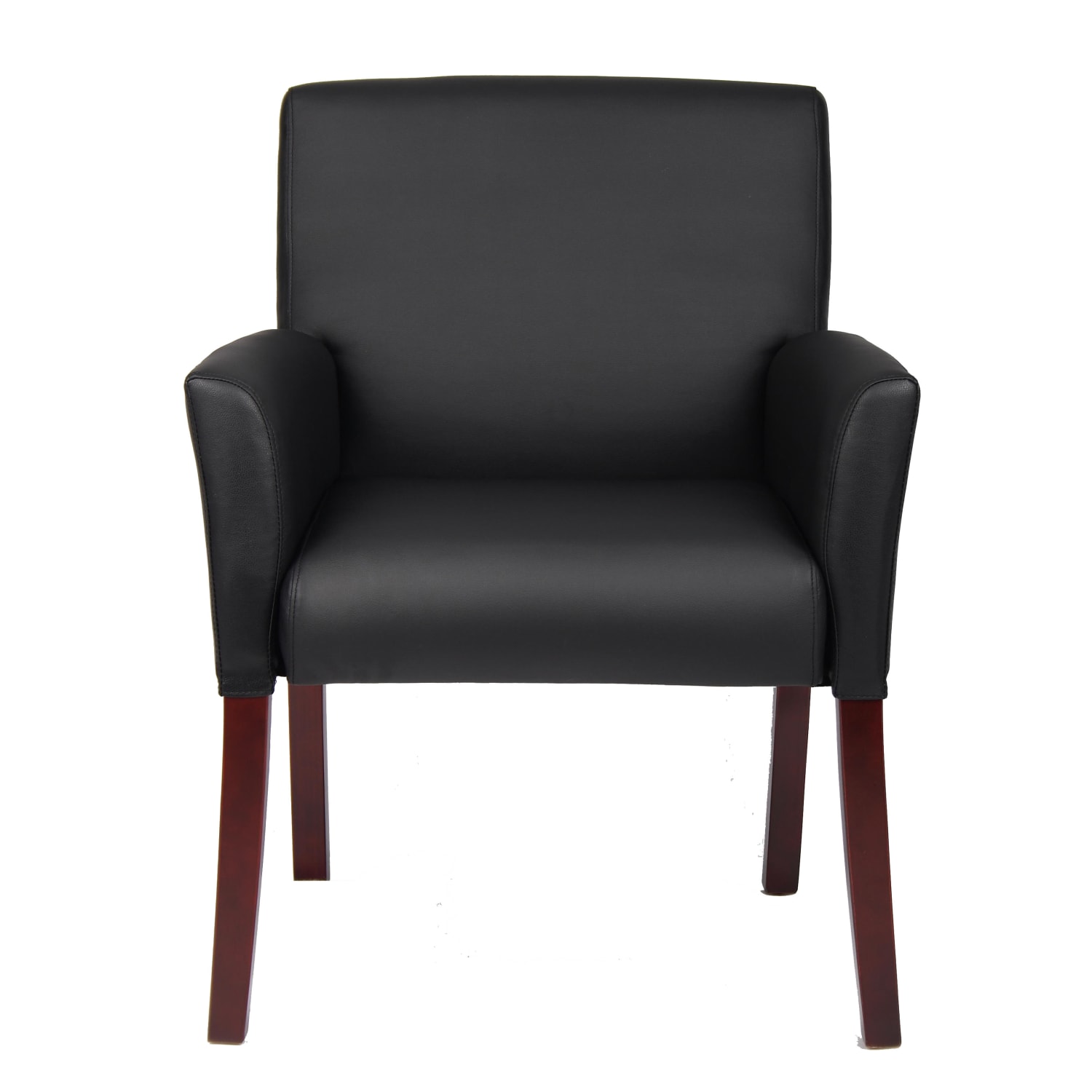 Boss Office Products Box-Arm Guest Chair, Black/Mahogany - Image 6