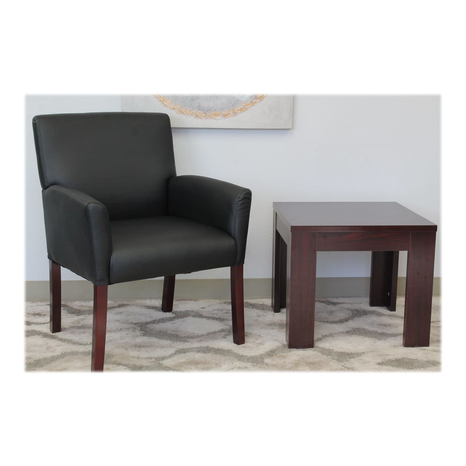 Boss Office Products BoxArm Guest Chair BlackMahogany PopularChairscom Boss Office Products Box Arm Guest Chair BlackMahogany PopularChairscom