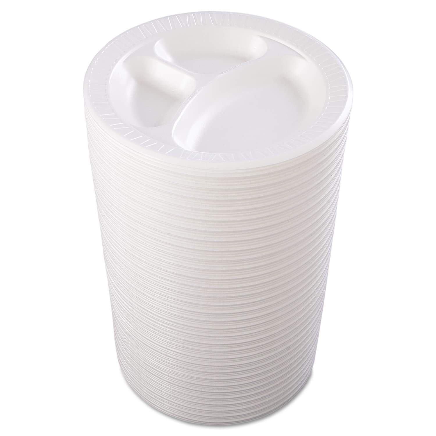Dart Quiet Classic 3-Compartment Laminated Foam Plates, 10 1/4in, White, 125 Plates Per Pack, Case Of 4 Packs - Image 4