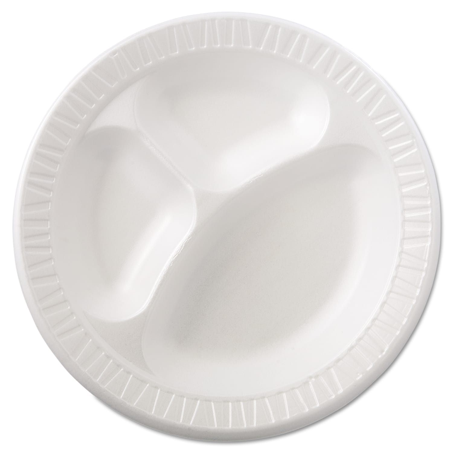 Dart Quiet Classic 3-Compartment Laminated Foam Plates, 10 1/4in, White, 125 Plates Per Pack, Case Of 4 Packs - Image 6