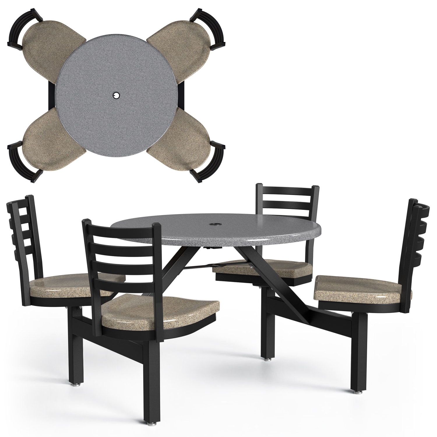 Palmer Hamilton Covey Outdoor Cluster Table With 4 Seats, 29in x 54in, Steel Gray/Cappuccino - Image 3