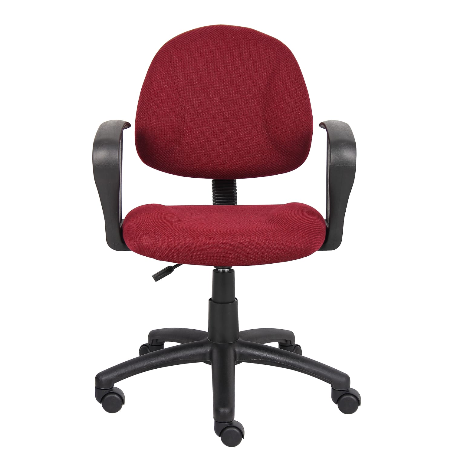 Boss Office Products Fabric Deluxe Posture Task Chair With Loop Arms, Burgundy/Black