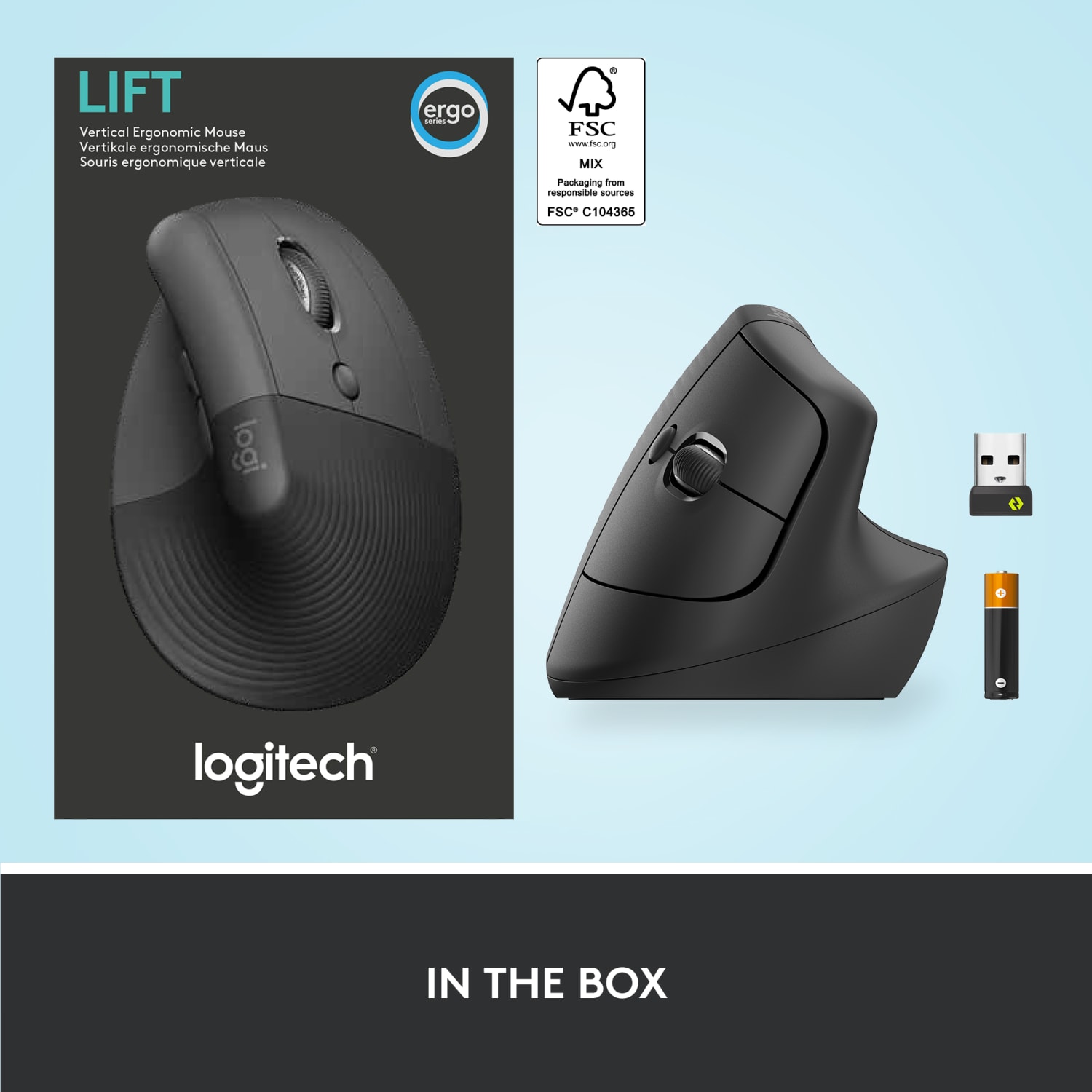 Logitech Lift Vertical Ergonomic Mouse, Graphite, Wireless, Quiet clicks - Image 6