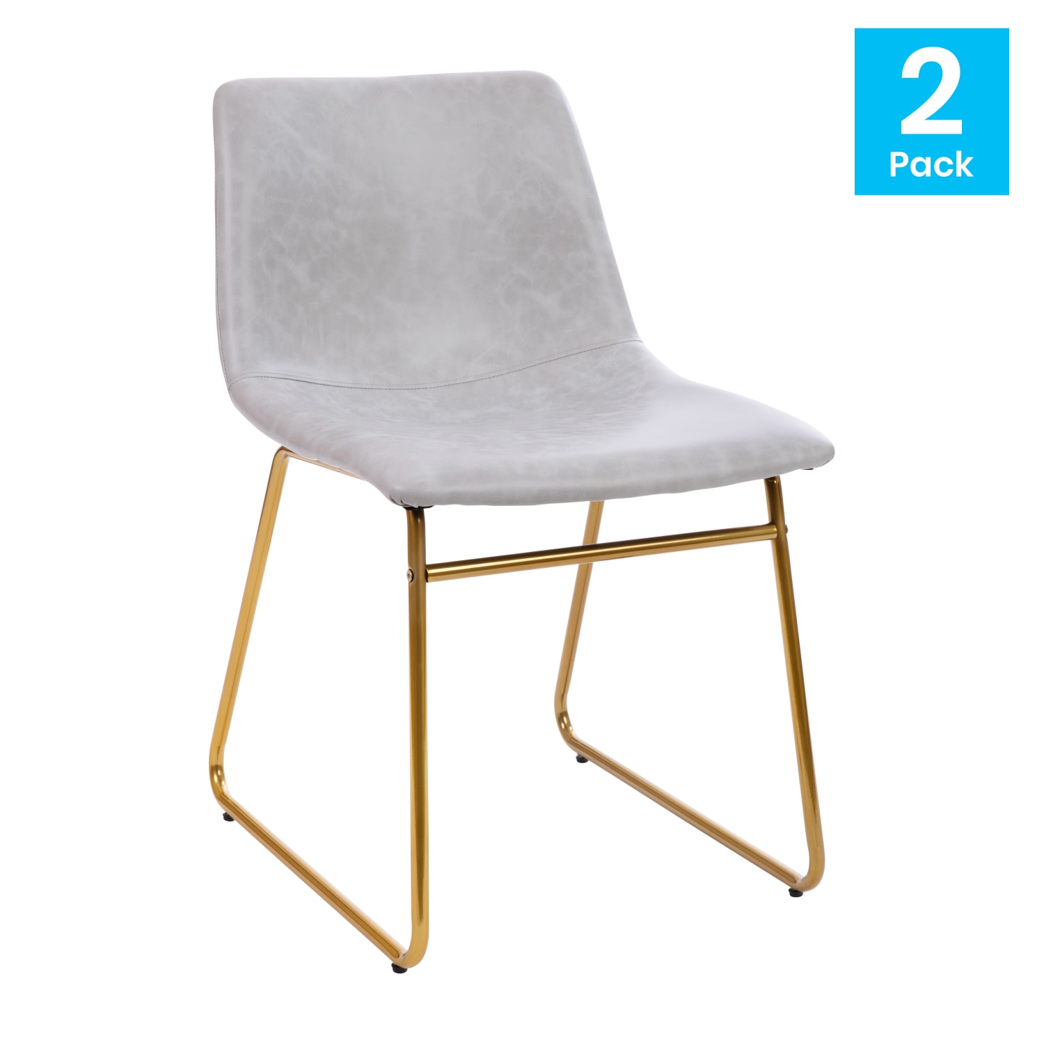 Flash Furniture Commercial Grade Dining Chairs, Light Gray/Gold, Set Of 2 Chairs - Image 3