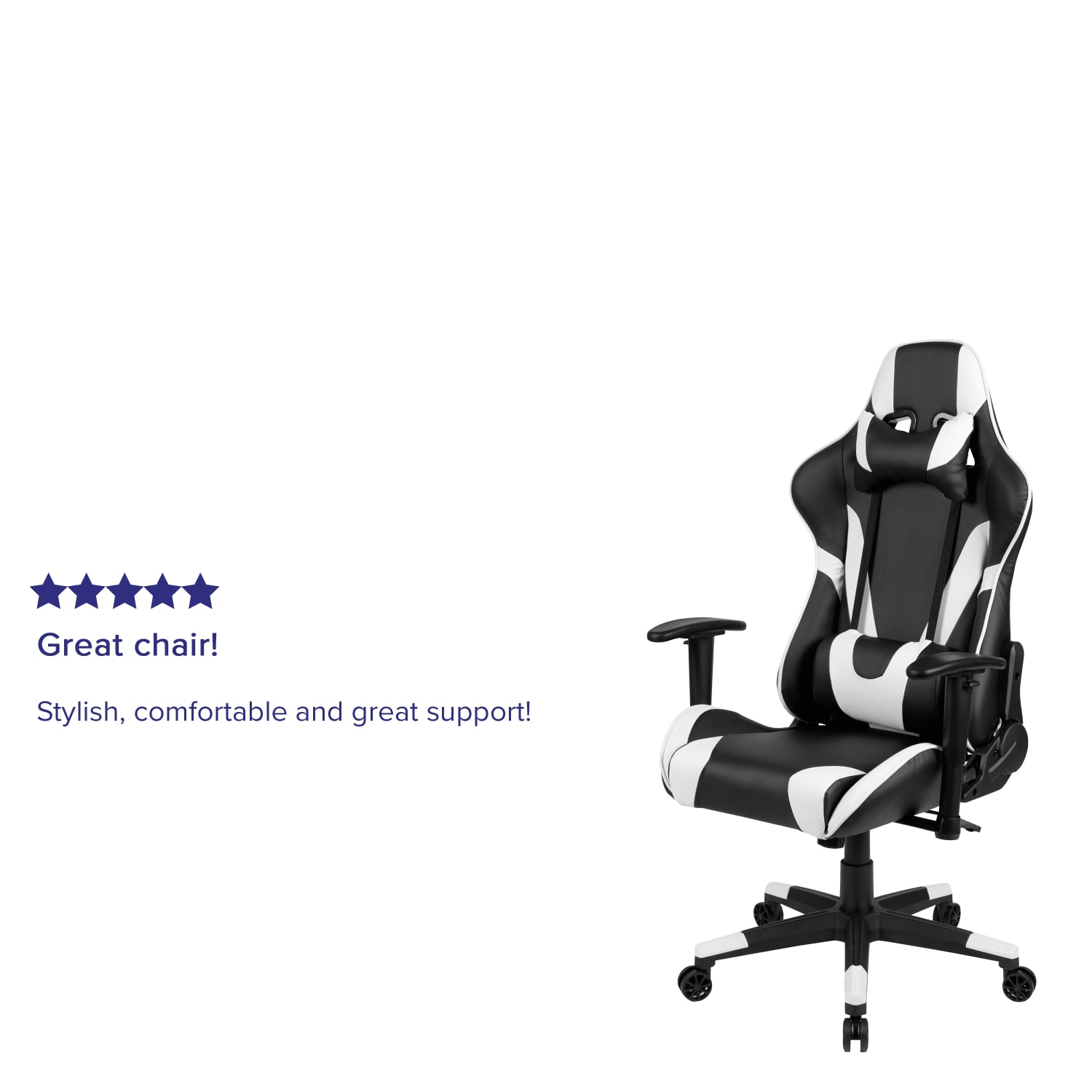 Flash Furniture X20 Ergonomic LeatherSoft Faux Leather High Back Racing Gaming Chair WhiteBlack PopularChairscom