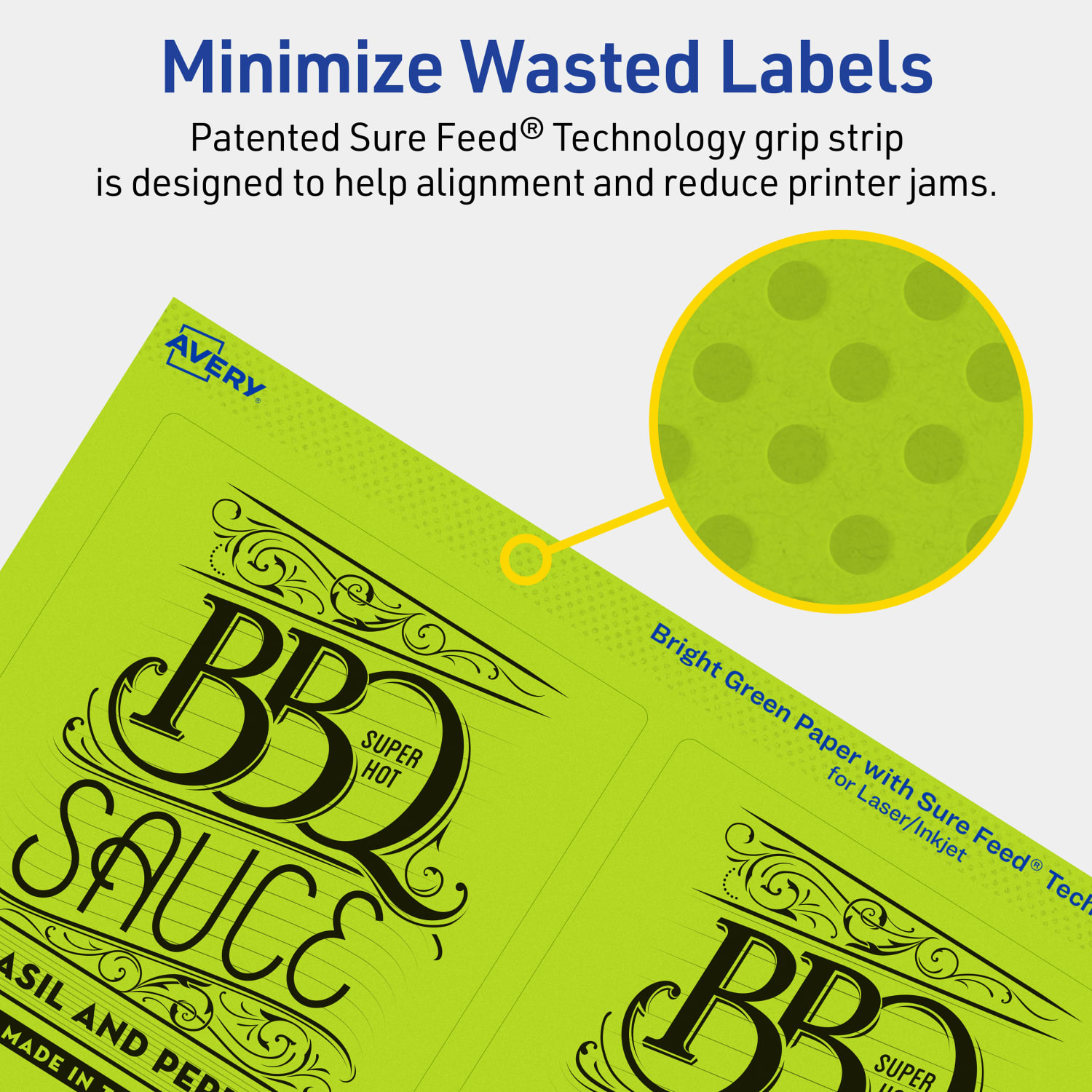 Avery Print-To-The-Edge Labels With Sure Feed Technology And Easy Peel, 94254-BGP20, Rectangle, 4-3/4in x 3-3/4in, Matte Bright Green, Pack of 80 - Image 5