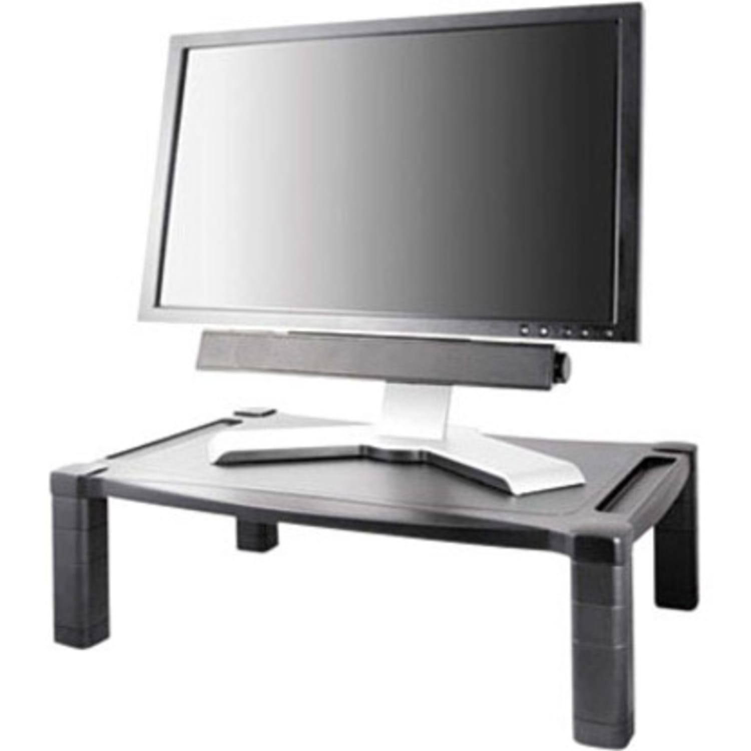 Kantek Extra Wide Adjustable Monitor Laptop Stand 20inx13in Single - 60 lb Load Capacity - 1 x Shelf(ves) - DepthDesktop - Plastic - Black - Image 3