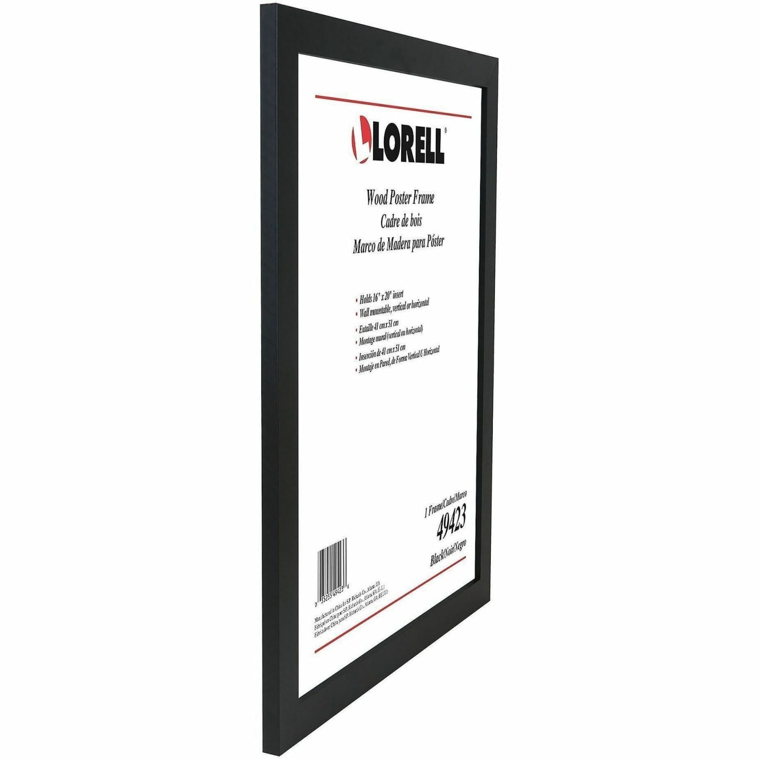 Lorell Poster Frame - 16in x 20in Frame Size - Vertical, Horizontal - Mountable - Wood - Black - 1 Each - Image 3