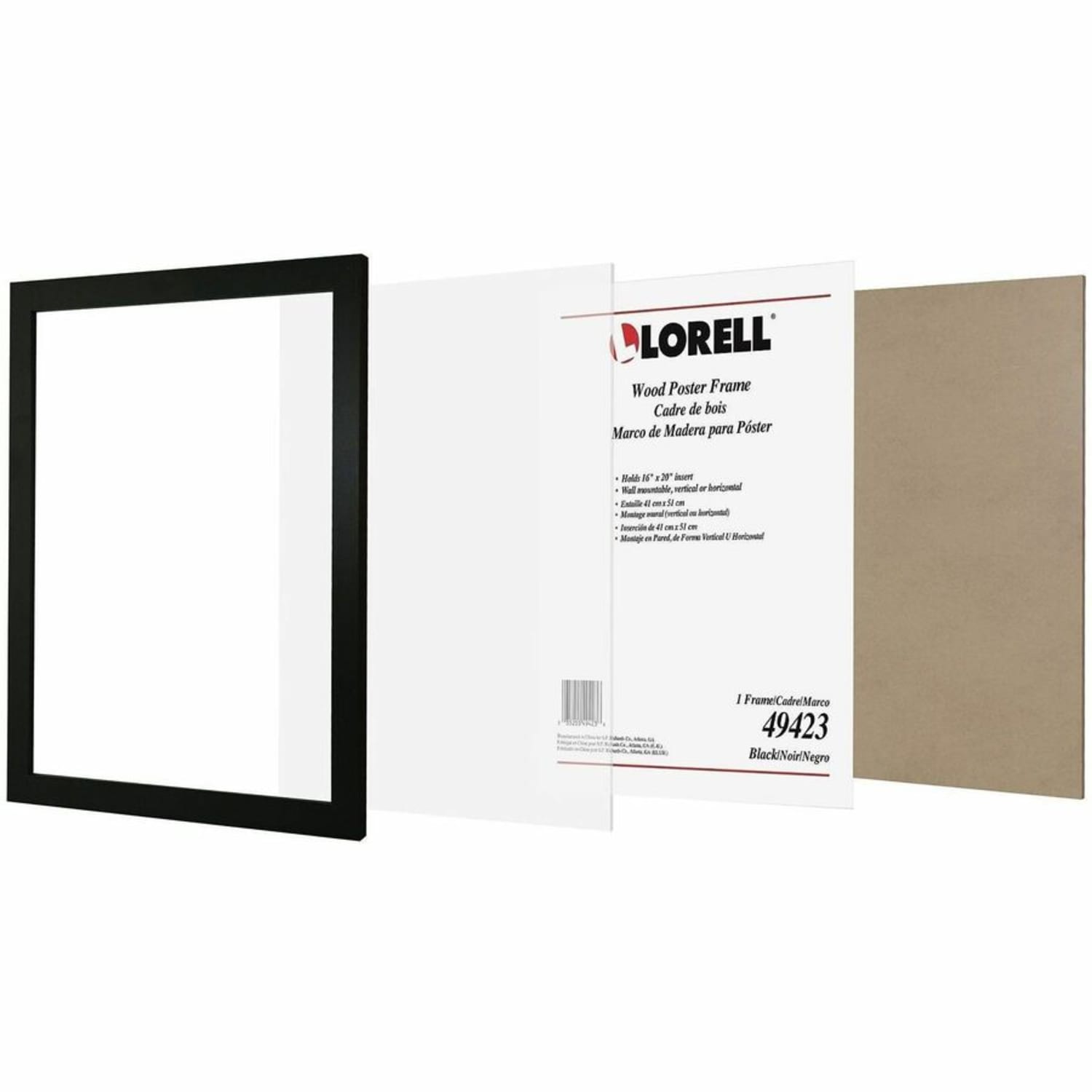 Lorell Poster Frame - 16in x 20in Frame Size - Vertical, Horizontal - Mountable - Wood - Black - 1 Each - Image 4