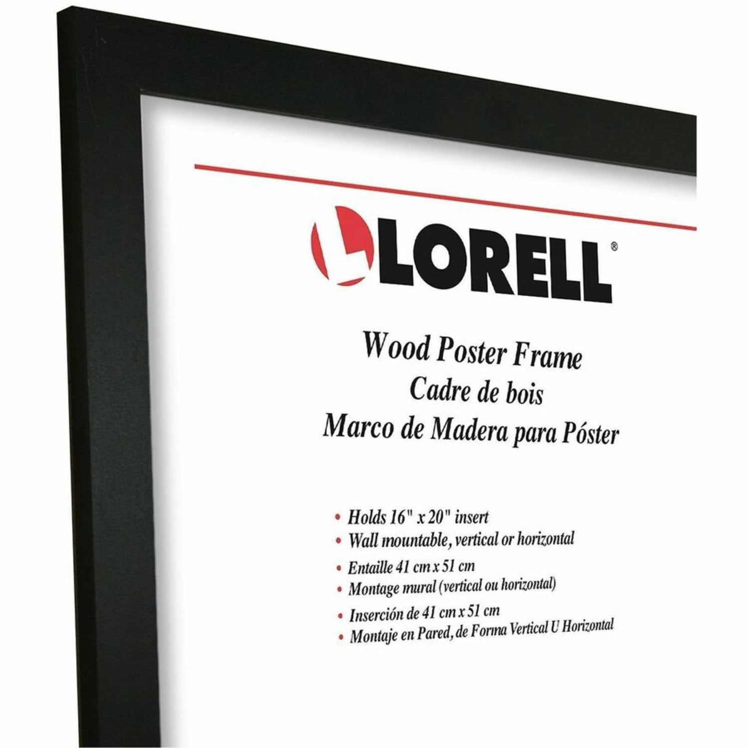 Lorell Poster Frame - 16in x 20in Frame Size - Vertical, Horizontal - Mountable - Wood - Black - 1 Each - Image 5
