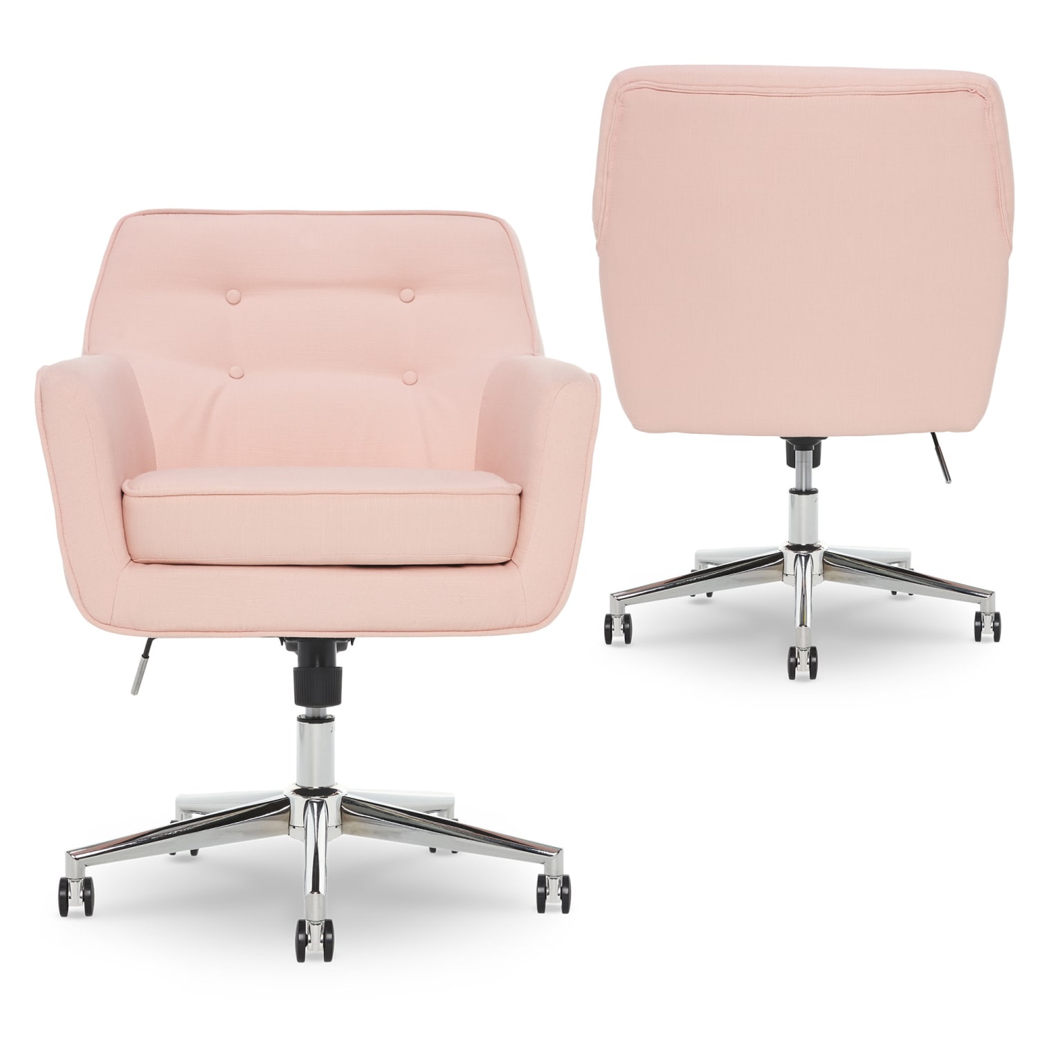 Serta Ashland Home Mid-Back Office Chair, Twill Fabric, Blush Pink/Chrome - Image 6