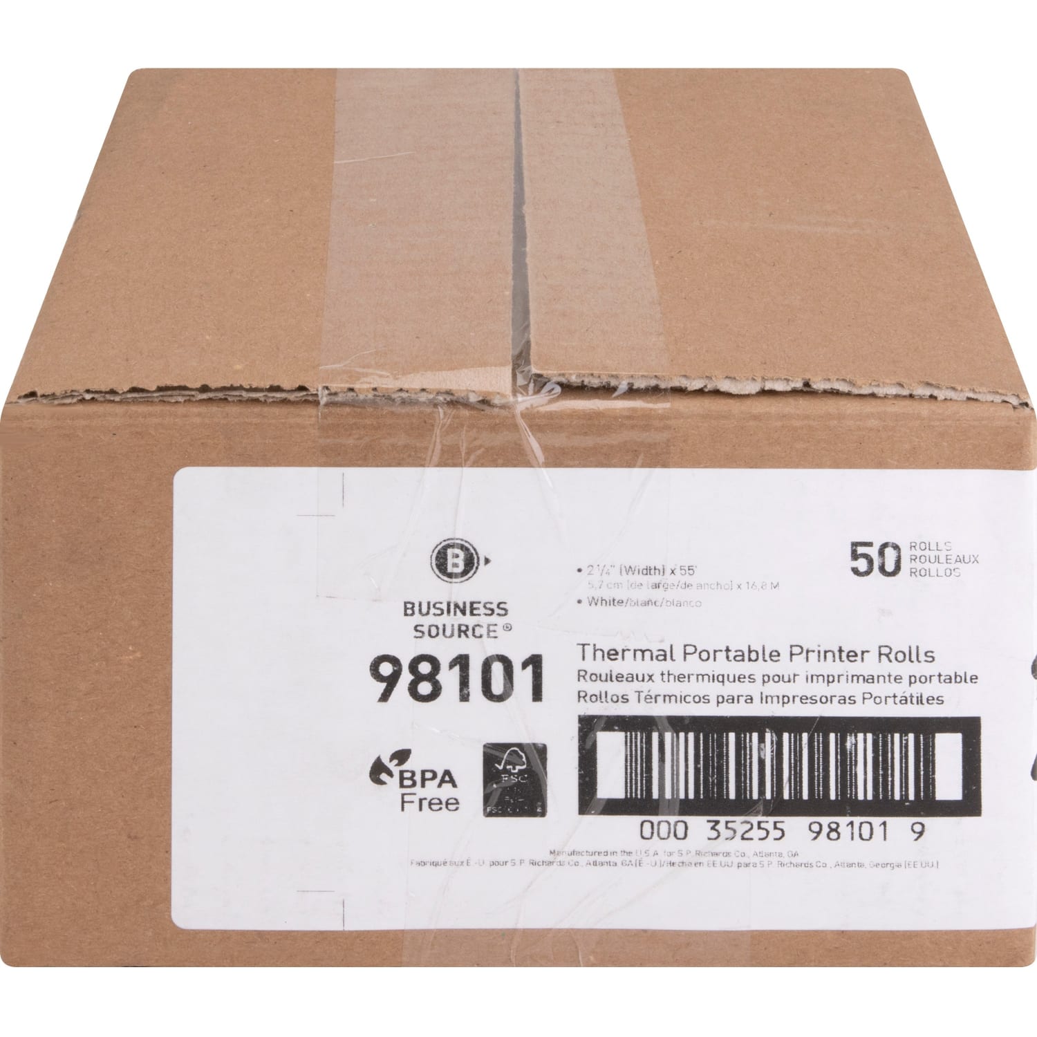 Business Source Receipt Paper, 2 1/4in x 55ft, FSC Certified, Carton Of 50 Rolls - Image 3