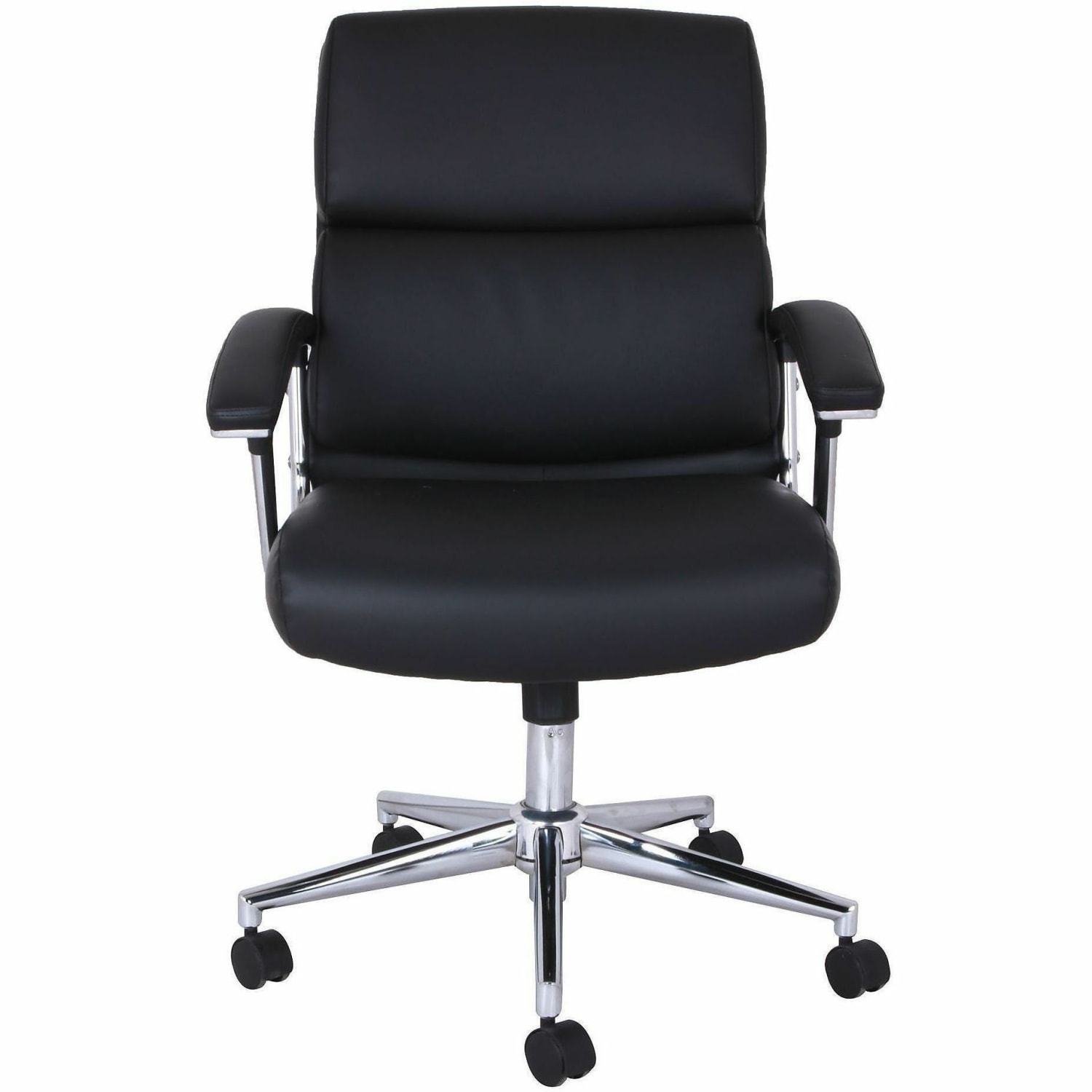 Lorell Vuelo Modern Bonded-Leather Office Chairs - Bonded Leather Seat Material - Mid Back - Black - Armrest - 1 Each - Image 3
