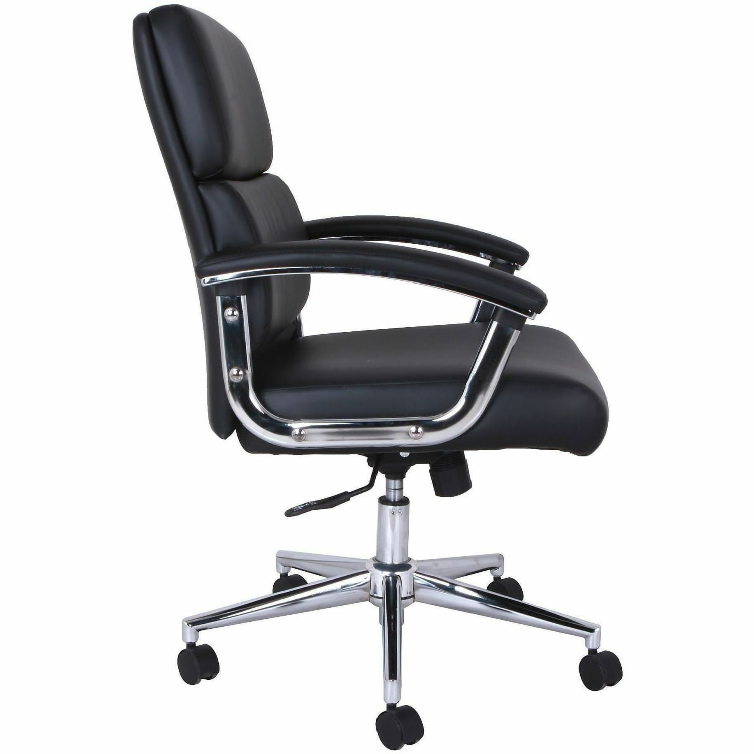 Lorell Vuelo Modern Bonded-Leather Office Chairs - Bonded Leather Seat Material - Mid Back - Black - Armrest - 1 Each - Image 4