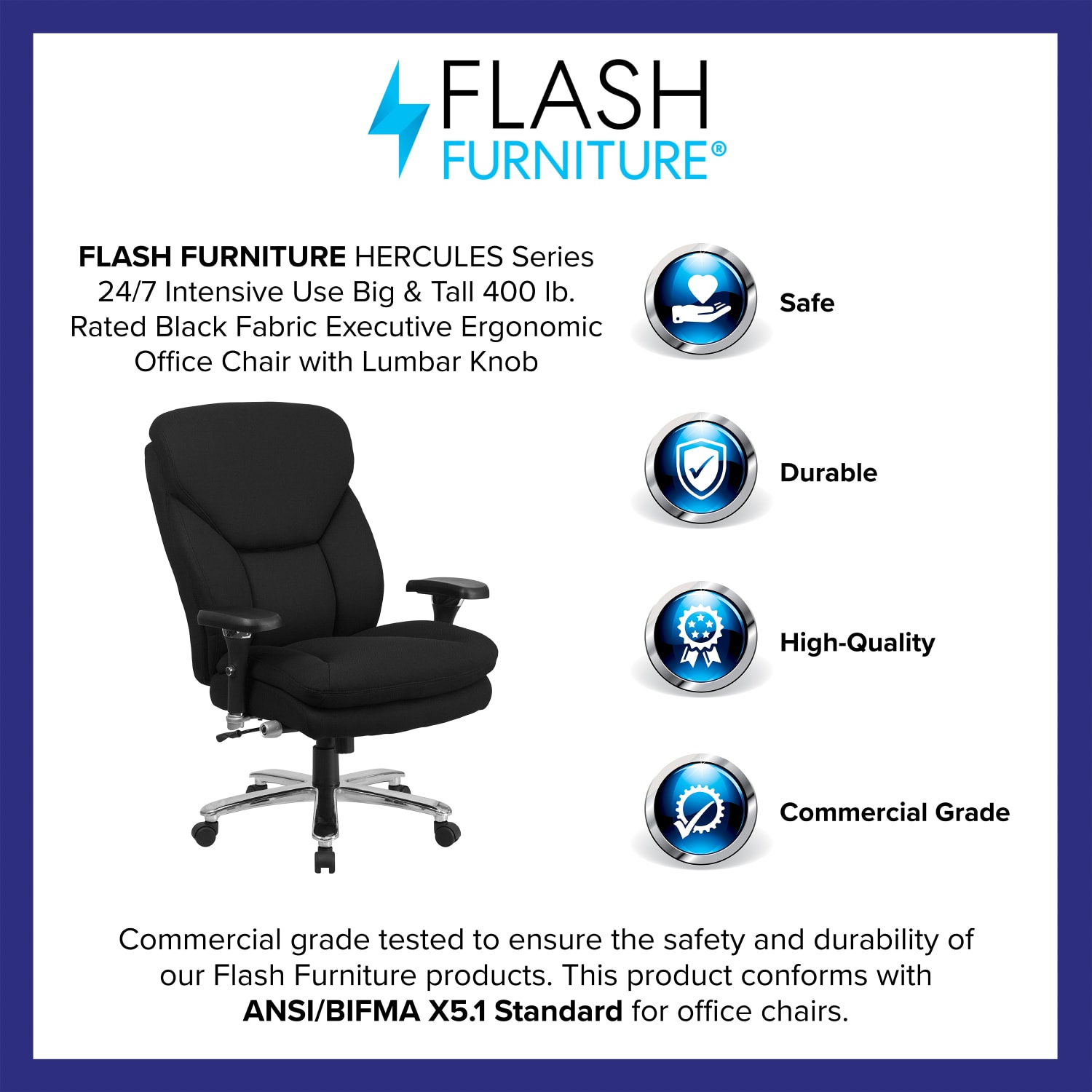 Flash Furniture HERCULES Series 247 Intensive Use Big Tall Ergonomic Fabric HighBack Office Chair With Lumbar Knob And Headrest BlackGray PopularChairscom Flash Furniture HERCULES Series 24 7 Intensive Use Big Tall Ergonomic Fabric High Back Office Chair With Lumbar Knob And Headrest BlackGray PopularChairscom