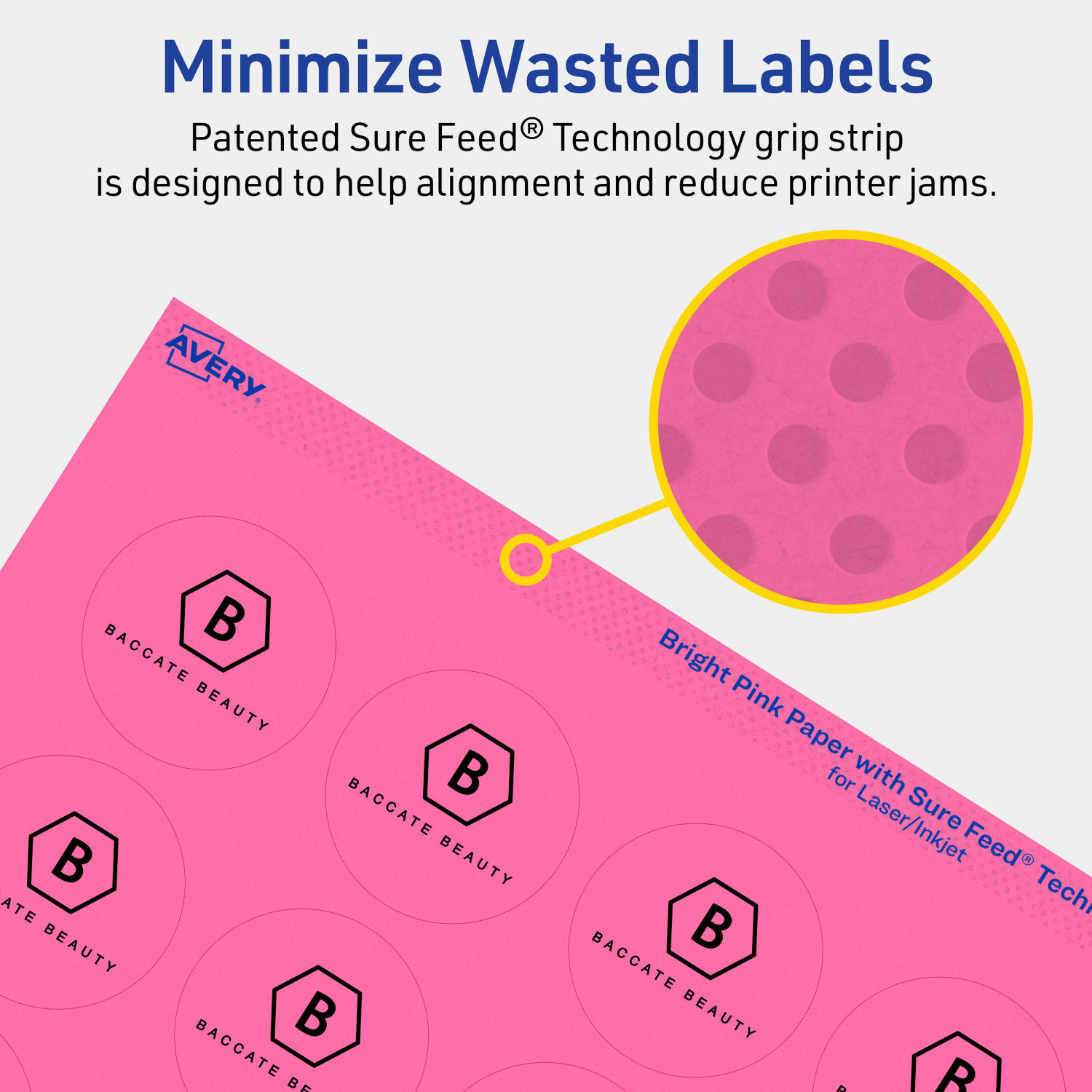 Avery Print-To-The-Edge Labels With Sure Feed Technology And Easy Peel Label Feature, 94508-BPP40, Round, 1-2/3in, Matte Bright Pink, Pack of 800 - Image 5