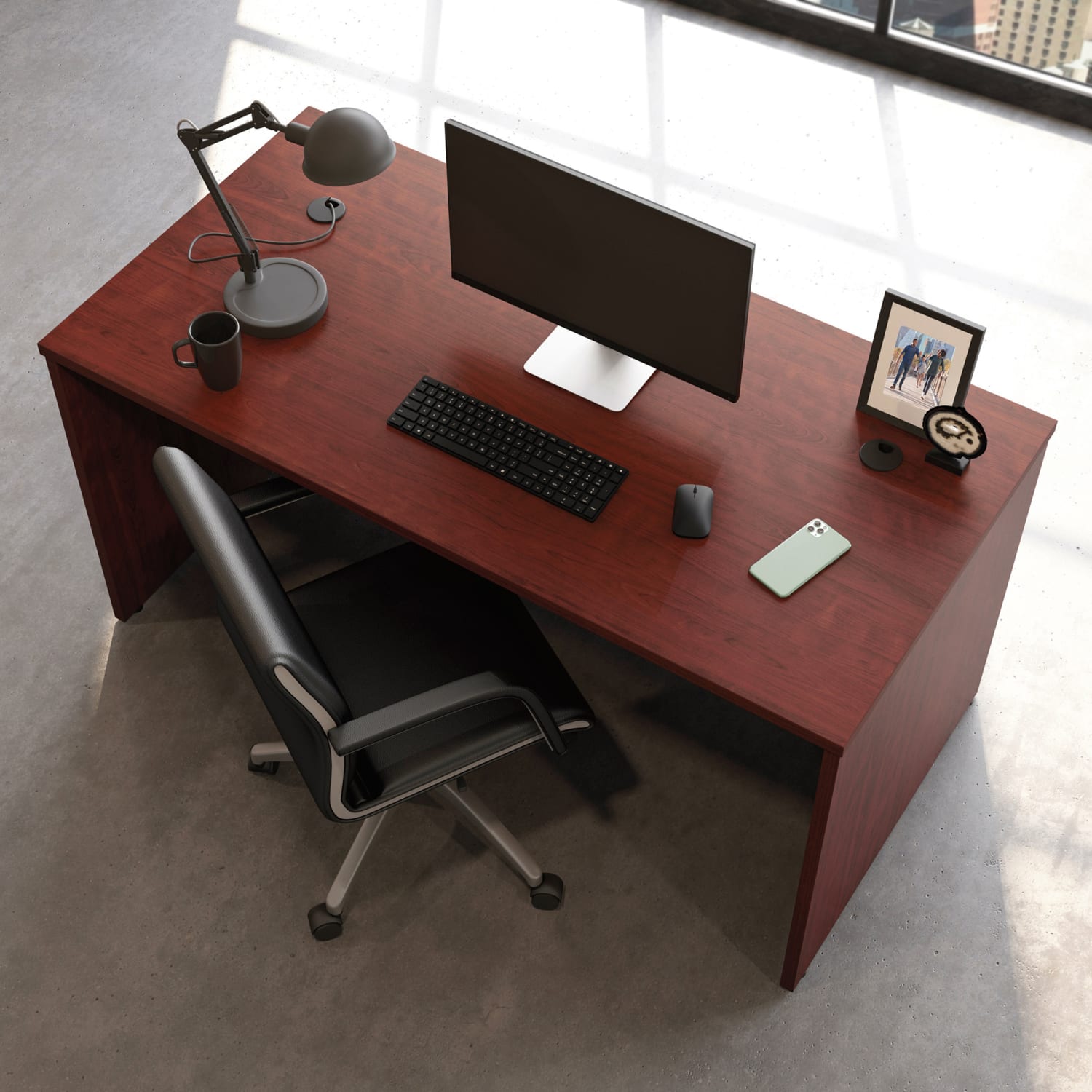 Sauder Affirm 59inW Computer Desk Shell, Classic Cherry - Image 5