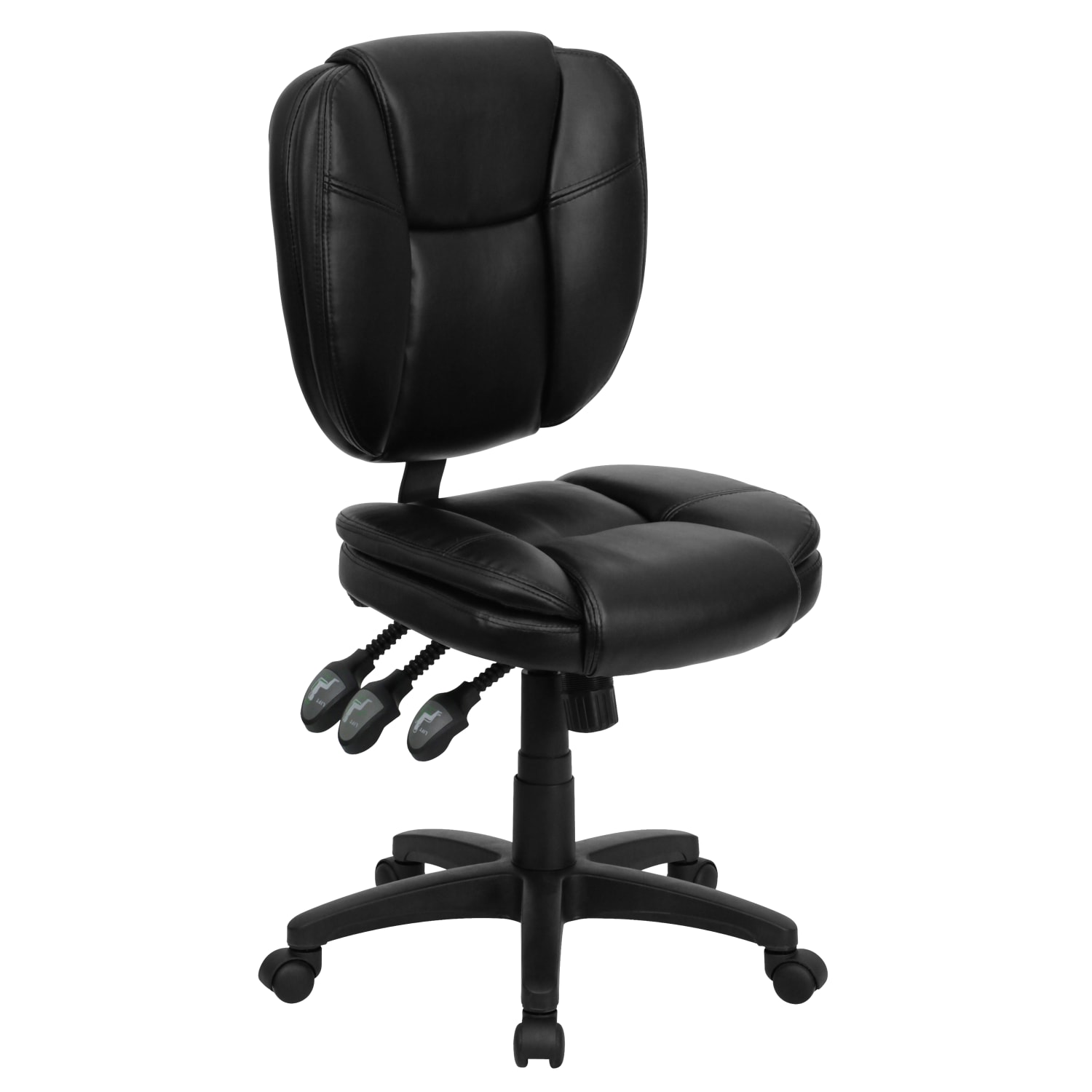 Flash Furniture LeatherSoft Faux Leather MidBack Multifunction Ergonomic Swivel Task Chair Black PopularChairscom Flash Furniture LeatherSoft Faux Leather Mid Back Multifunction Ergonomic Swivel Task Chair Black PopularChairscom