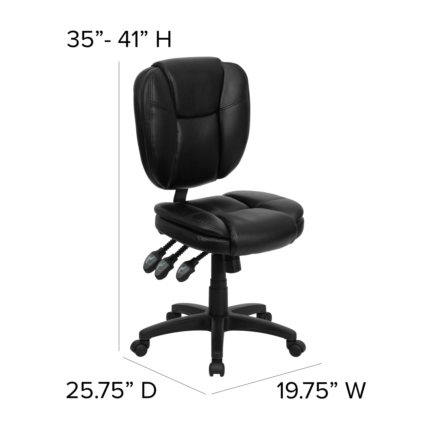 Flash Furniture LeatherSoft Faux Leather Mid Back Multifunction Ergonomic Swivel Task Chair Black PopularChairscom