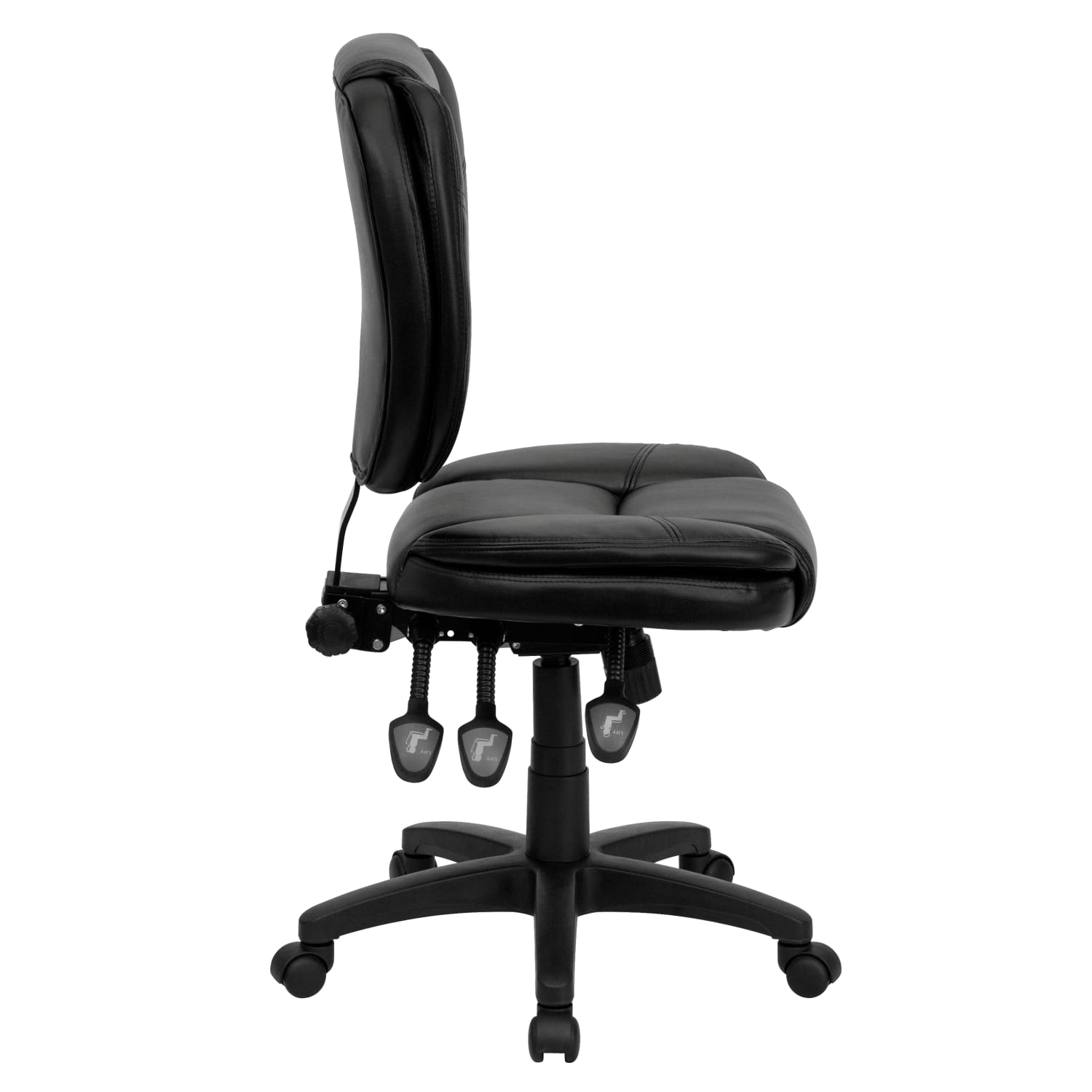 Flash Furniture LeatherSoft Faux Leather Mid Back Multifunction Ergonomic Swivel Task Chair Black PopularChairscom