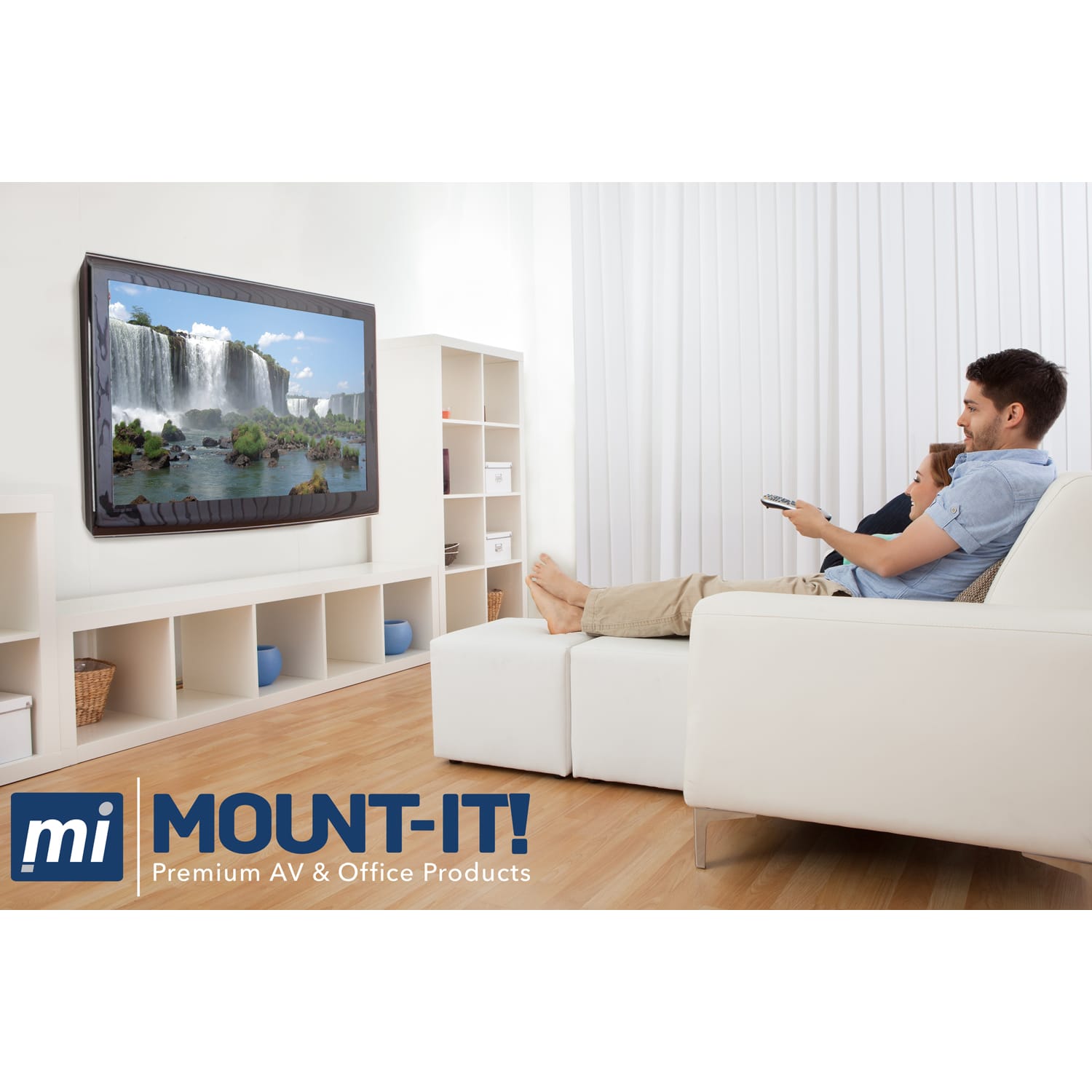 Mount-It! Low Profile Fixed TV Mount For Screen Sizes 13in To 32in, 1inH x 5inW x 6inD, Black - Image 4