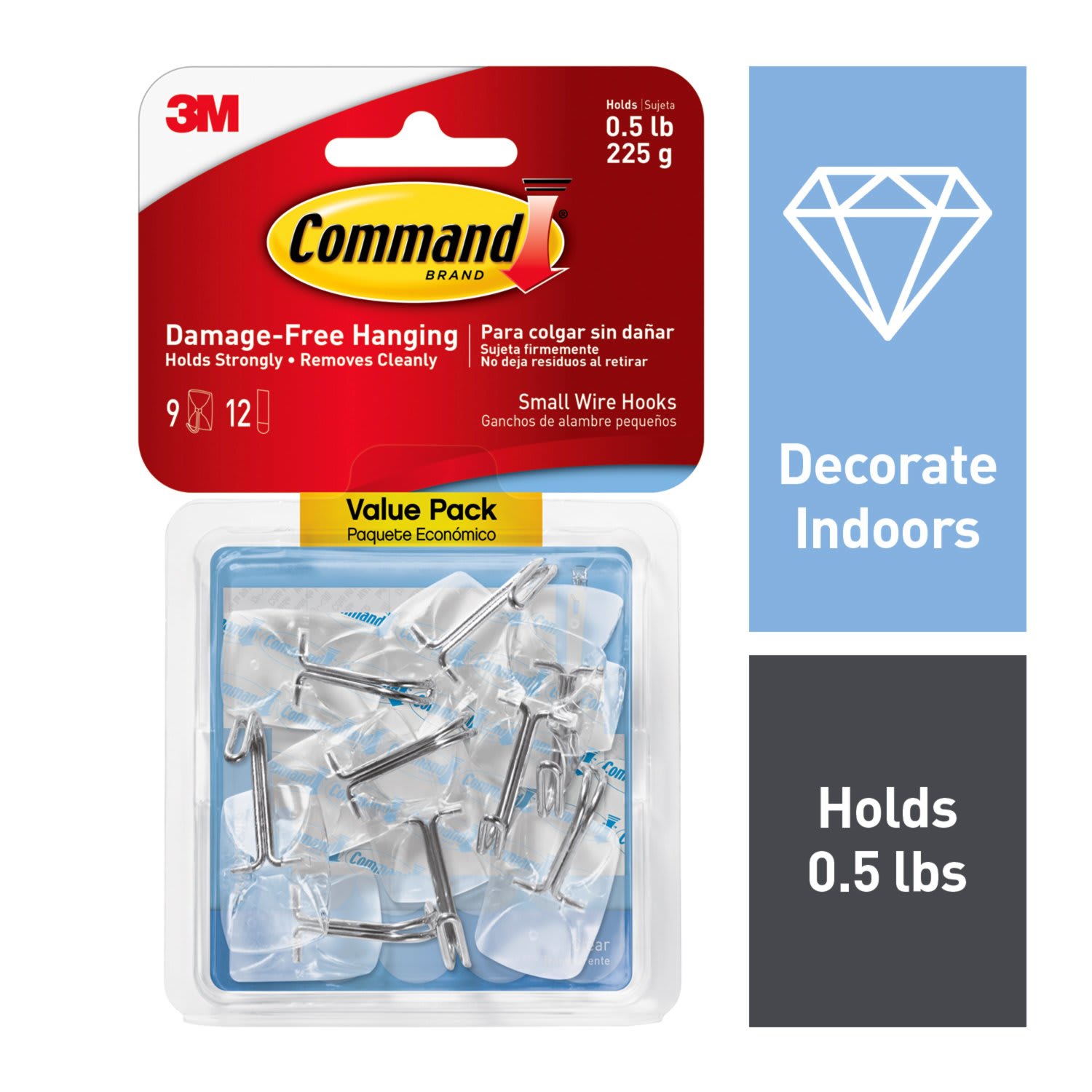 Command Small Wire Hooks, 9 Hooks, 12 Clear Adhesive Strips, Damage Free Hanging Picture Hangers, No Tools Wall Hanging Strips For Living Spaces - Image 3