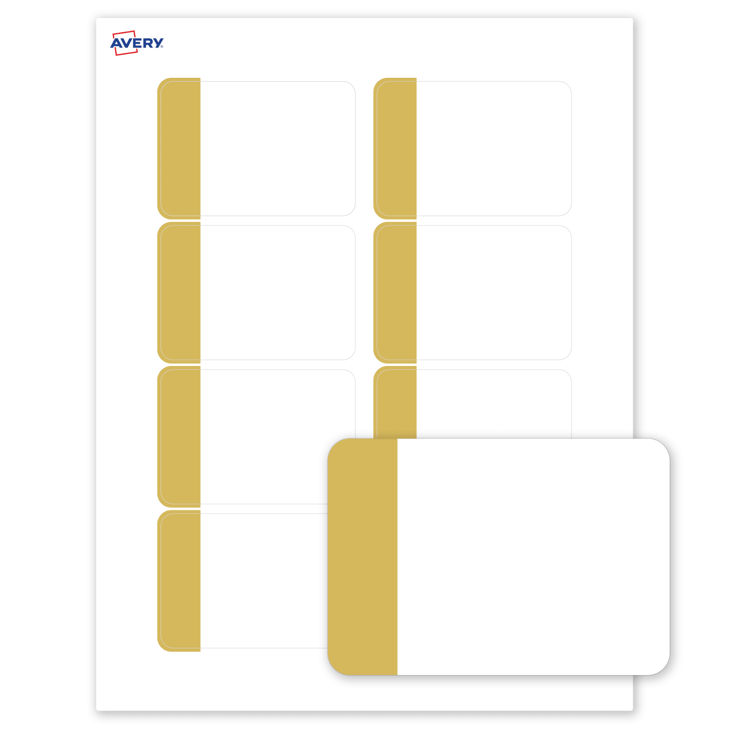 Avery Printable Adhesive Name Badges/Preprinted Designs, Rectangle, S00-EY2, 2-1/3in x 3-3/8in, Matte White/Dipped Gold Edge, Pack Of 80 - Image 3