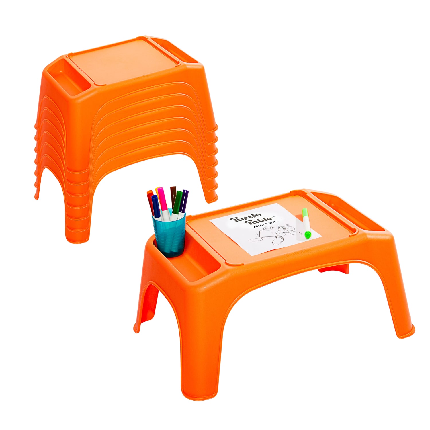 LapGear Turtle Table Kids Activity Lap Desk Tray, Orange, 8-Pack