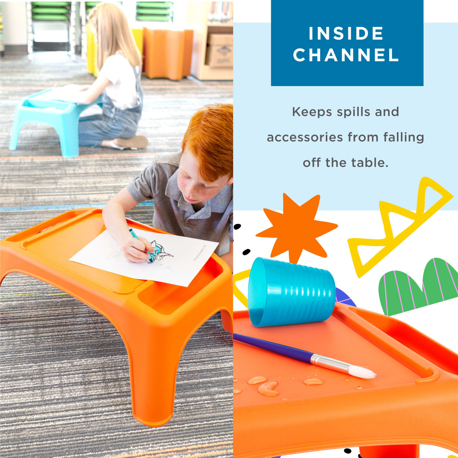 LapGear Turtle Table Kids Activity Lap Desk Tray, Orange, 8-Pack - Image 5