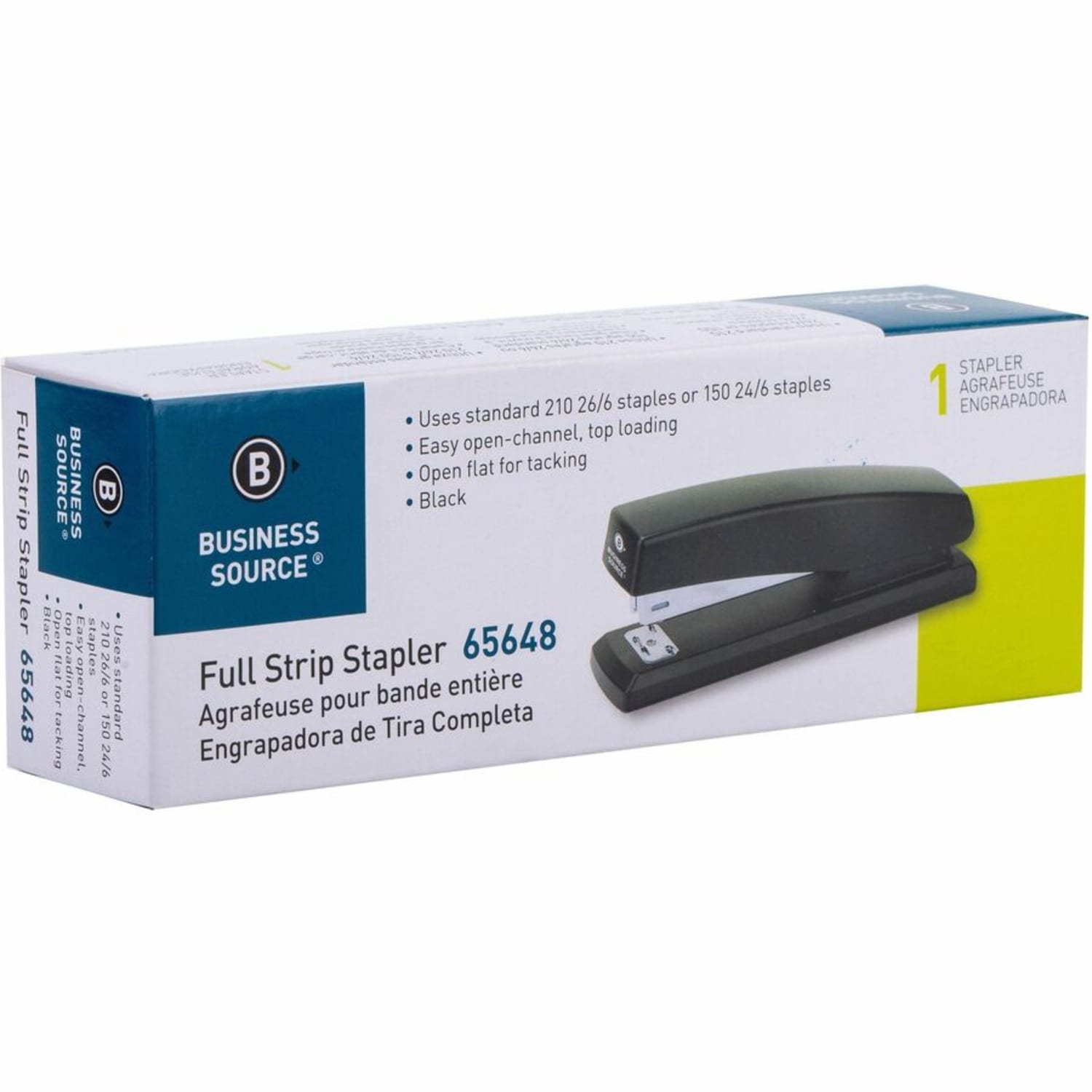 Business Source Full-Strip Desktop Stapler - Staples Upto 20 Sheet - Holds Upto 210 Staple - Full Strip - 3.50in Throat Depth - Black - Metal, Plastic - 1 Each - Image 5
