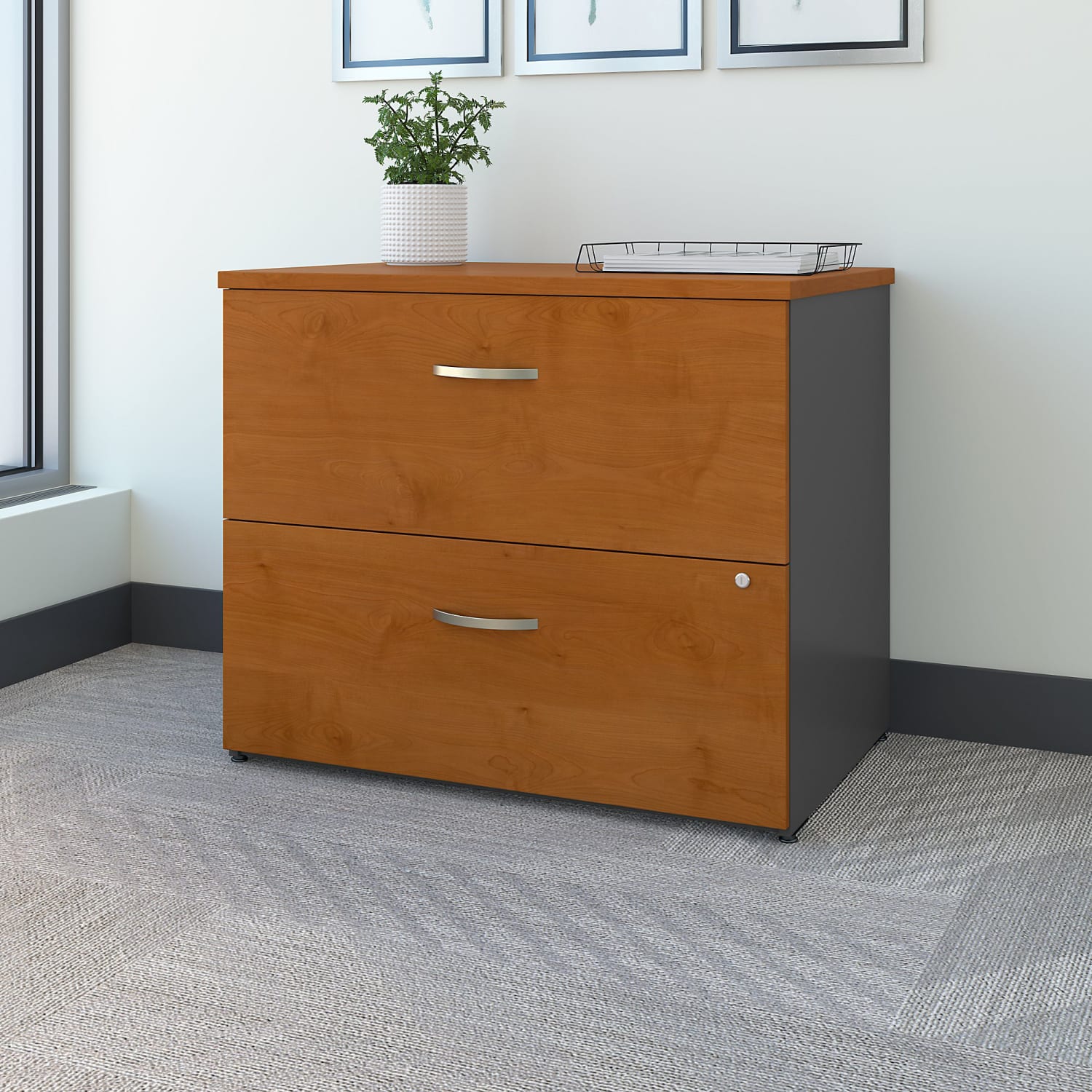 Bush Business Furniture Components 35-2/3inW x 23-3/10inD Lateral 2-Drawer File Cabinet, Natural Cherry/Graphite Gray, Standard Delivery - Image 3