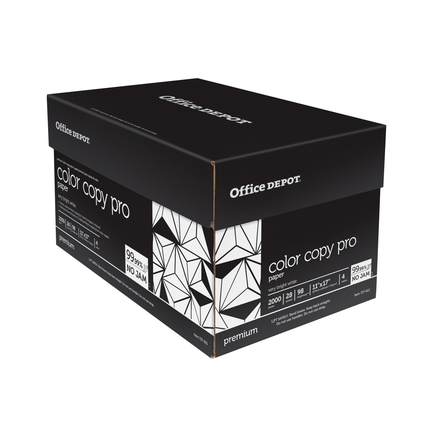 Office Depot Color Copy Paper, 4 Reams, White, Ledger (11in x 17in), 2000 Sheets Per Case, 28 Lb, 98 Brightness