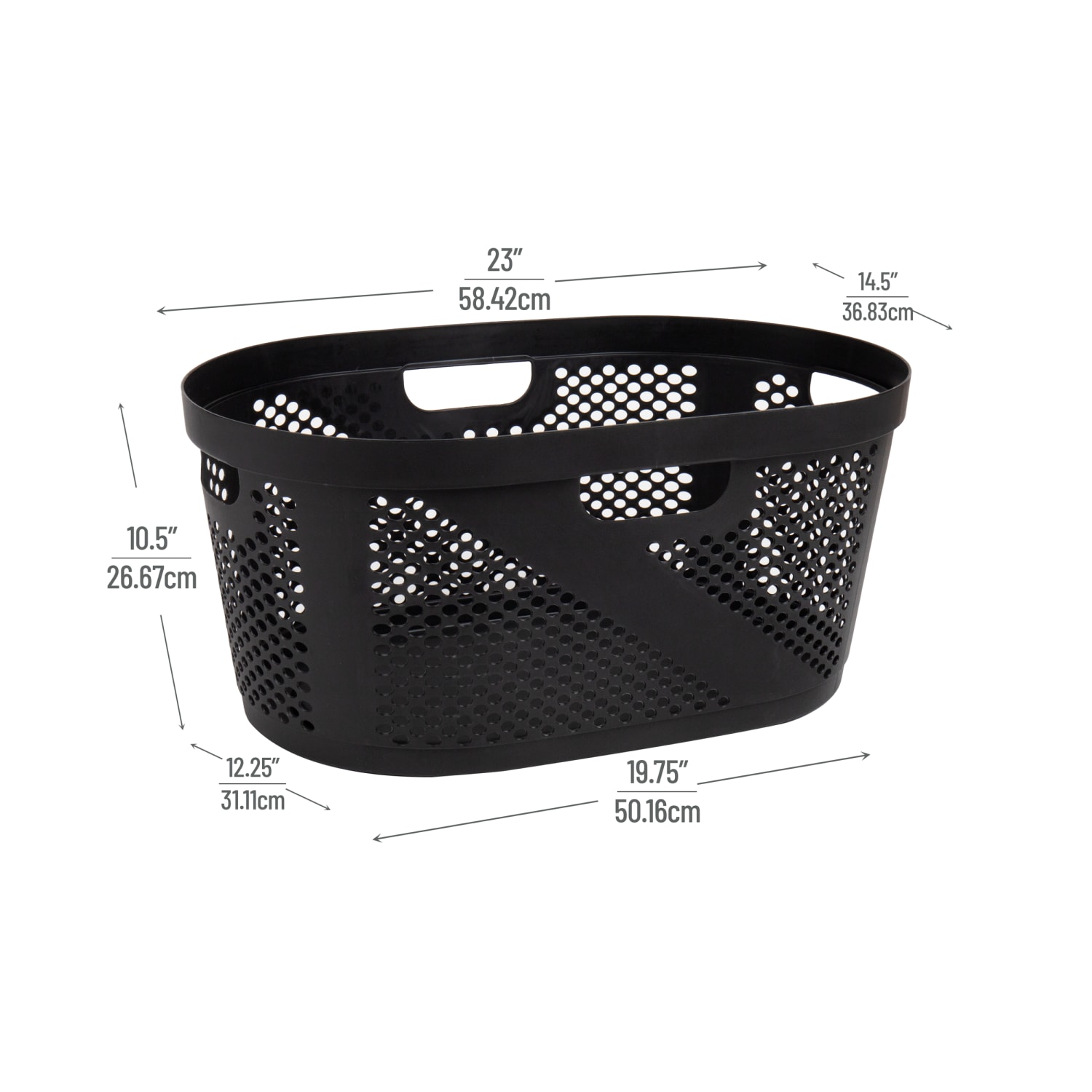 Mind Reader Laundry Basket/Clothes Hampers, 40 L, 10-1/2inH x 14-1/2inW x 23inL, Black, Set Of 2 Hampers - Image 4