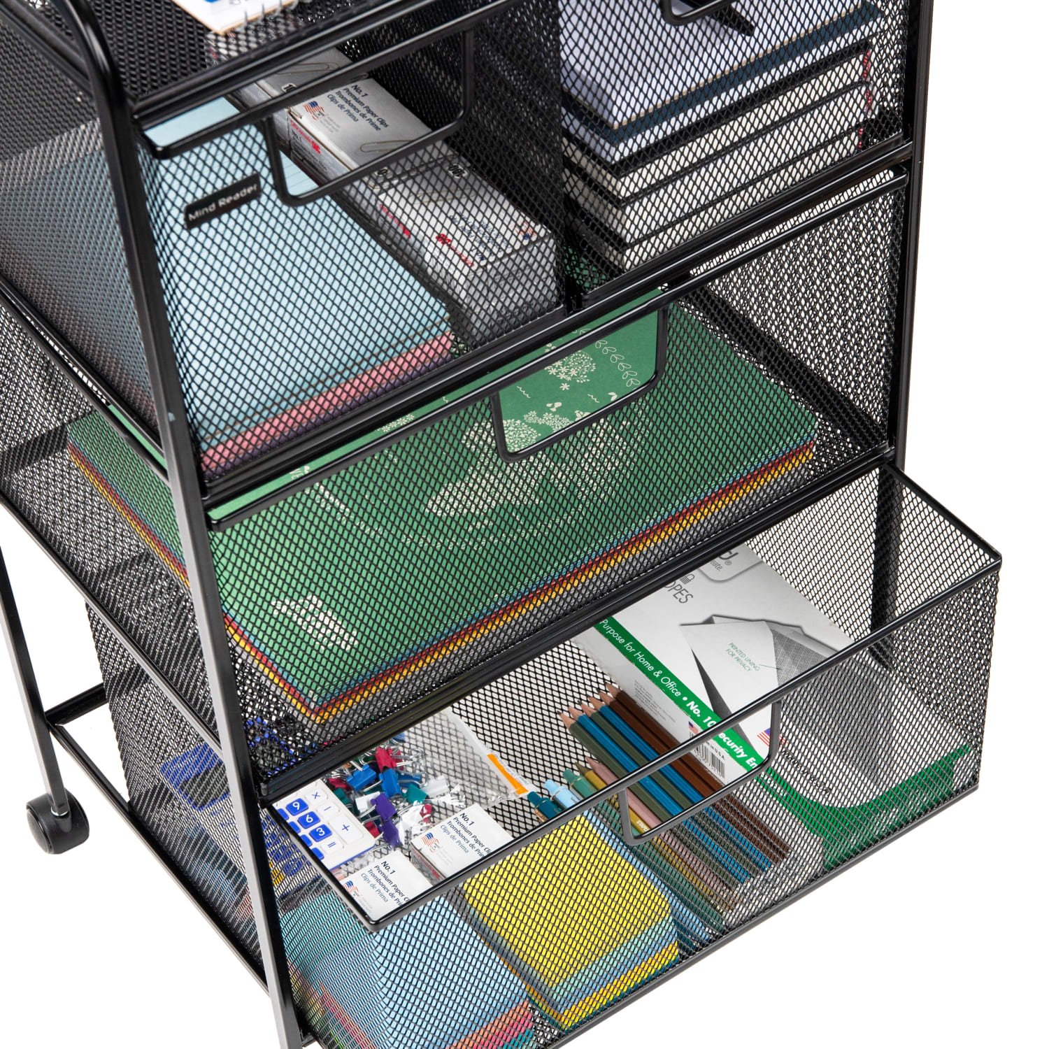 Mind Reader Rolling Utility Cart Laundry Organizer,  4 Removable Drawers, Metal, 29inH x 11inW x 16inD, Black - Image 5