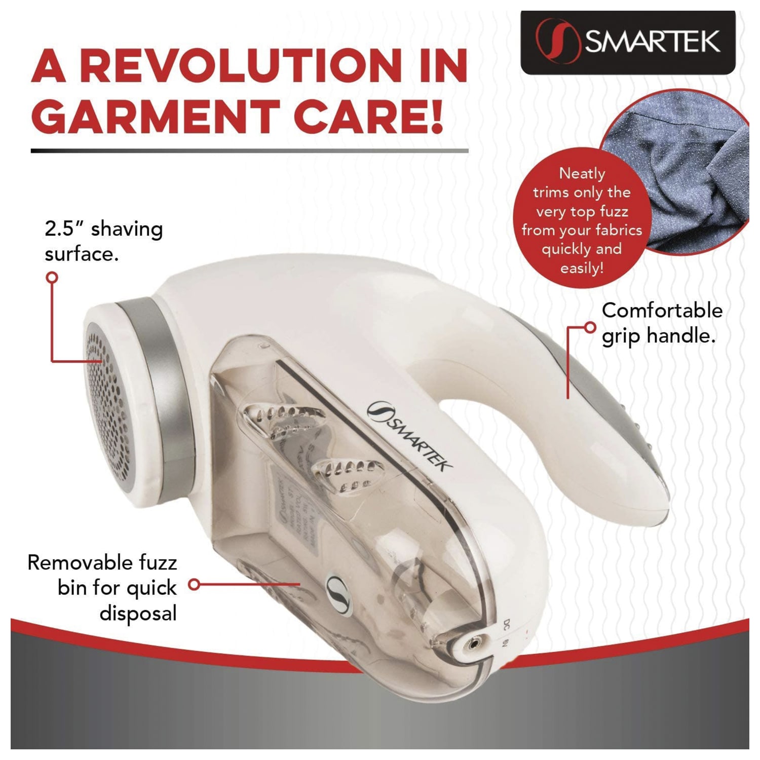Smartek Deluxe Fabric Shaver And Lint Remover, 2-1/2in Coverage Area - Image 3