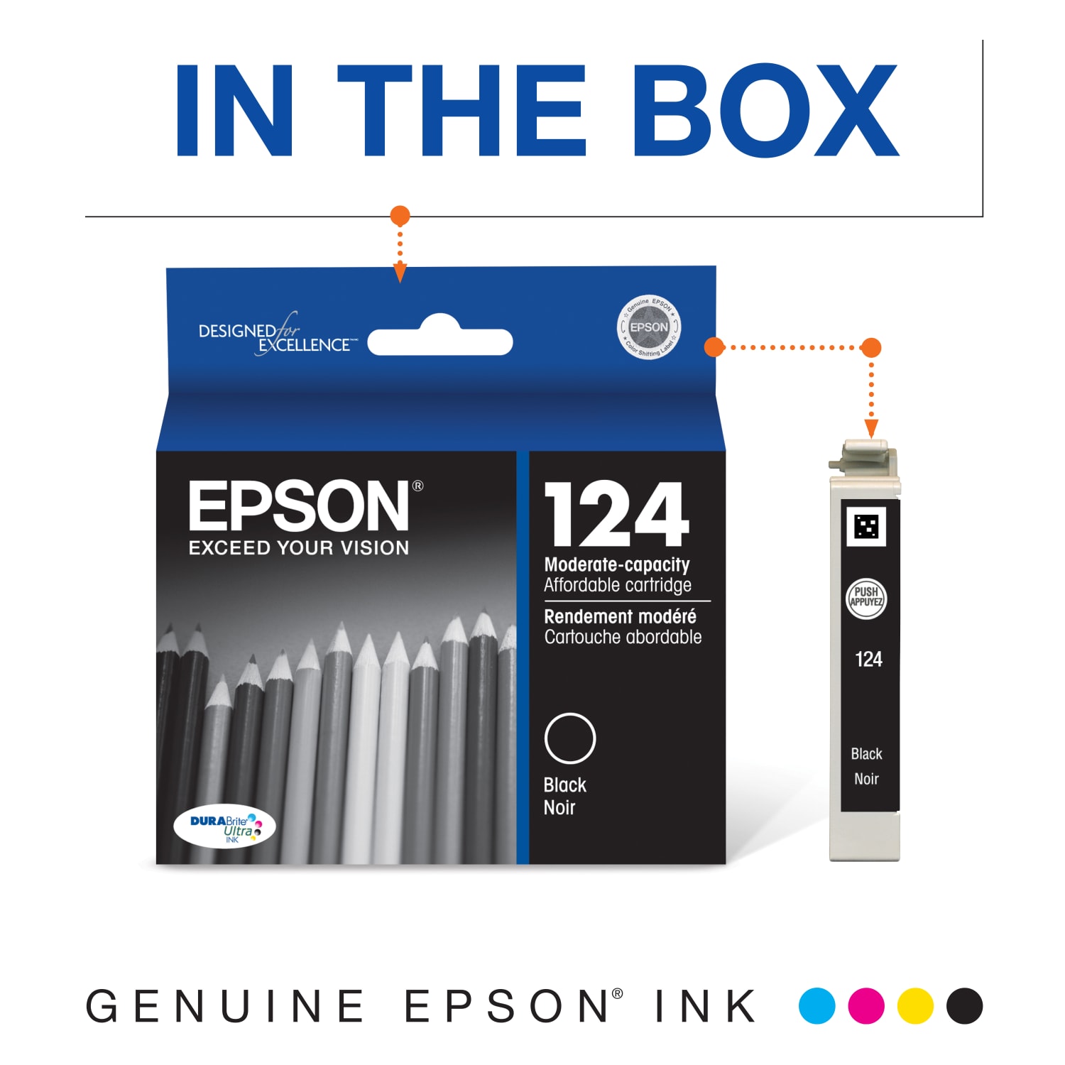 Epson 124 DuraBrite Ultra Black Ink Cartridge, T124120 - Image 3
