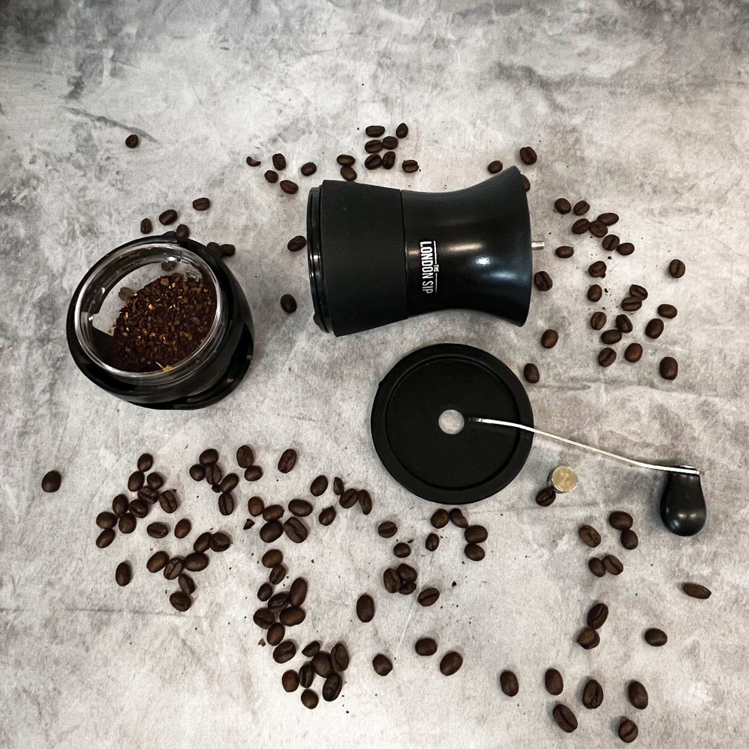 The London Sip 1-Cup Manual Glass And Ceramic Coffee Grinder, Black - Image 3