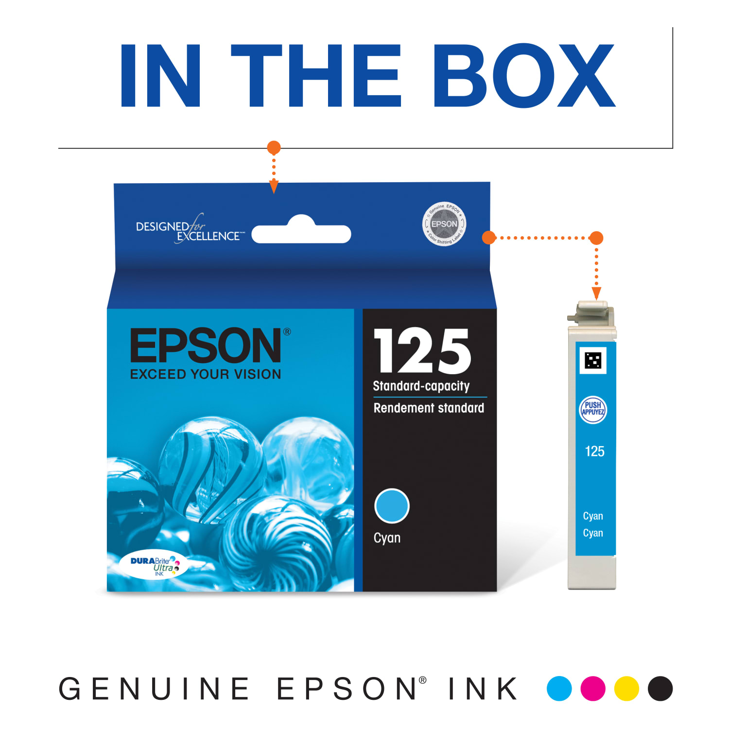 Epson 125 DuraBrite Ultra Cyan Ink Cartridge, T125220-S - Image 3