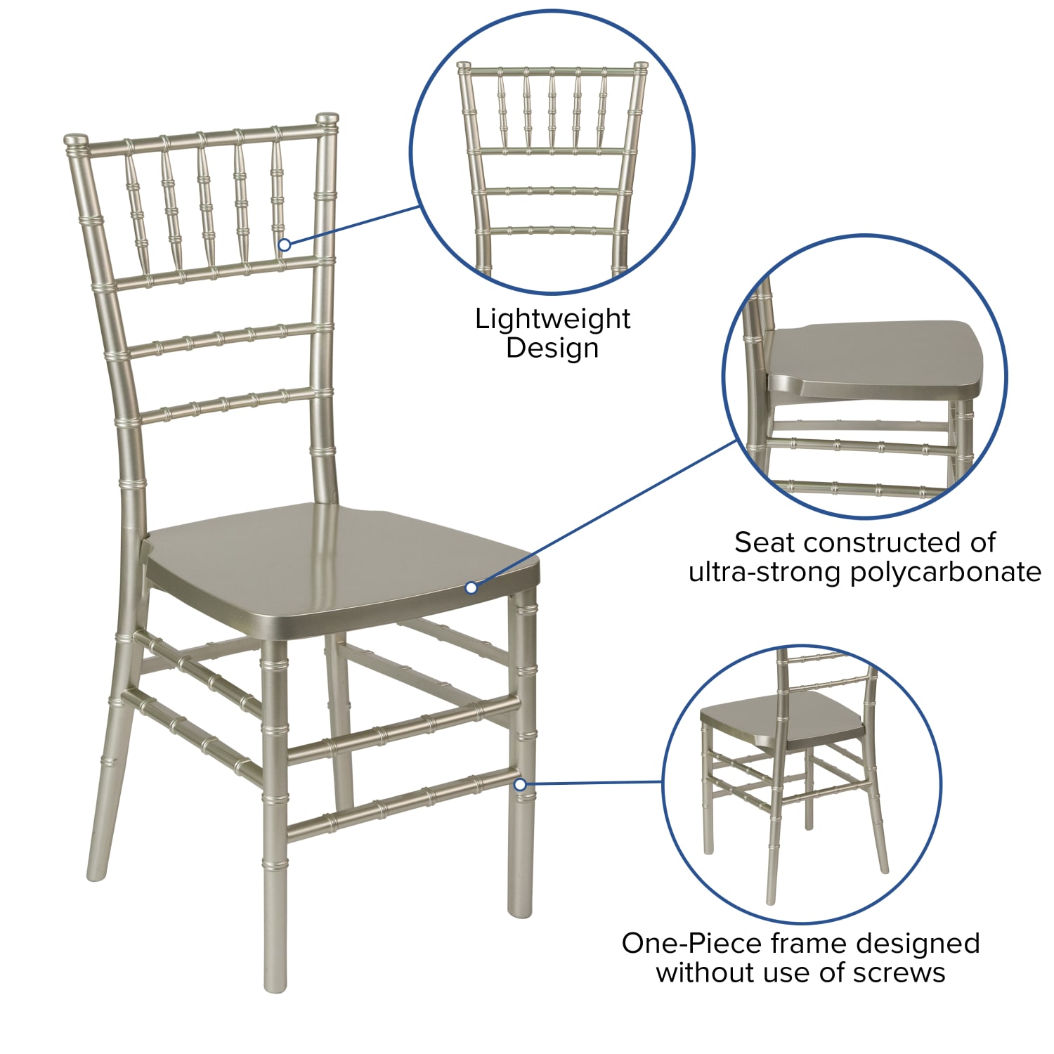 Flash Furniture HERCULES PREMIUM Series Stacking Chiavari Chair Champagne PopularChairscom