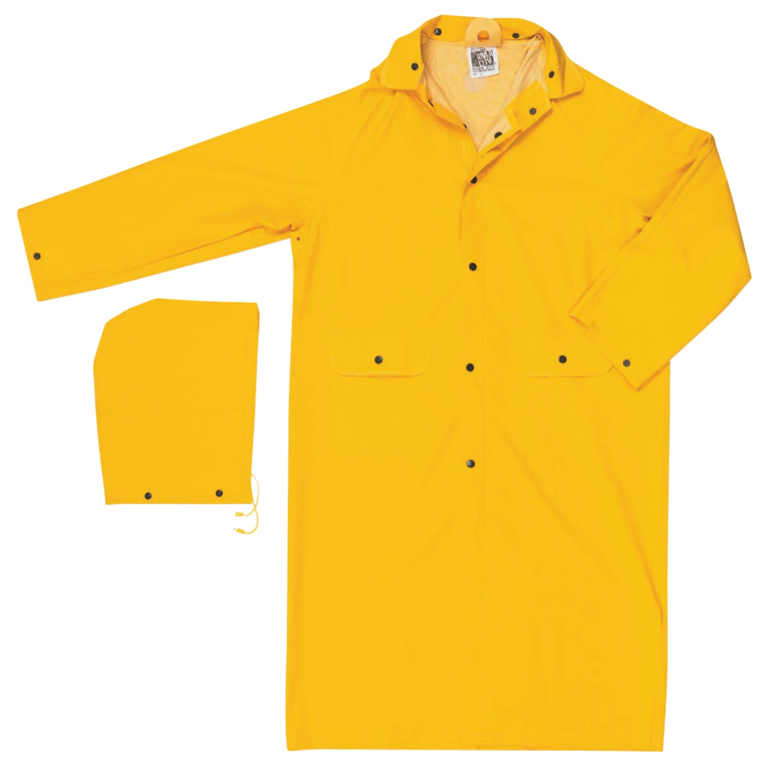 MCR Safety Classic Rain Coat, Detachable Hood, 0.35 mm PVC/Poly, Yellow, 49 in 3X Large