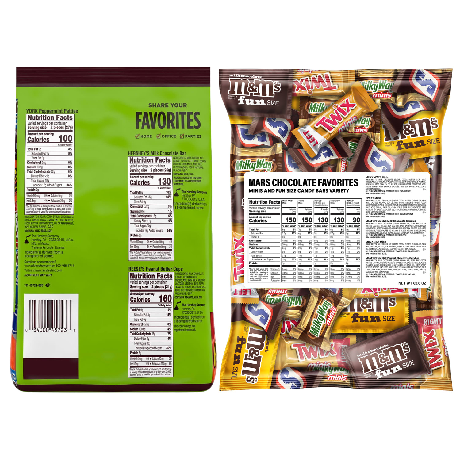 Hersheys Milk Chocolate Assortment/Mars Chocolate Favorites Bundle - Image 4