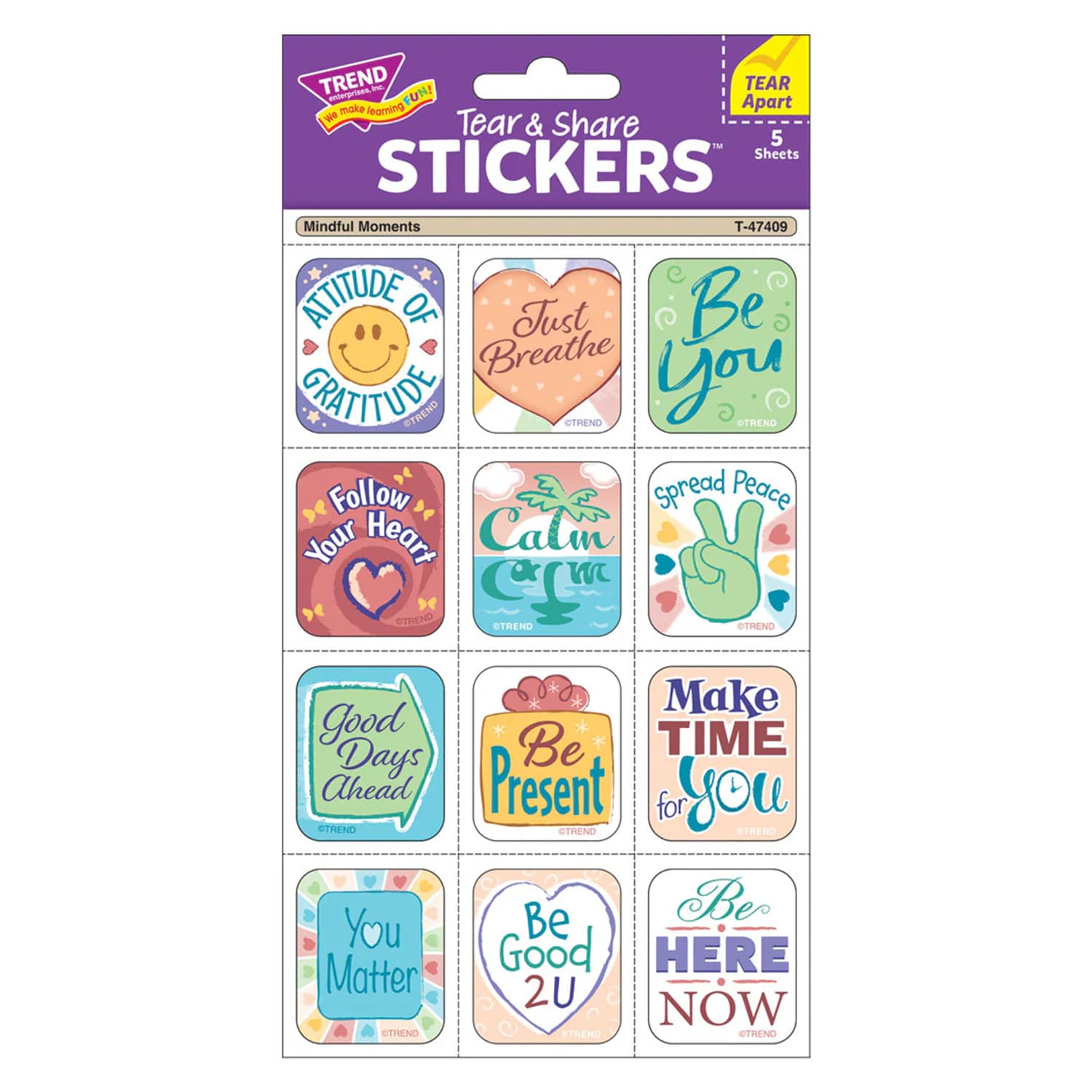 TREND Tear & Share Stickers Mindful Moments, 60 Per Pack, Set Of 6 Packs - Image 3