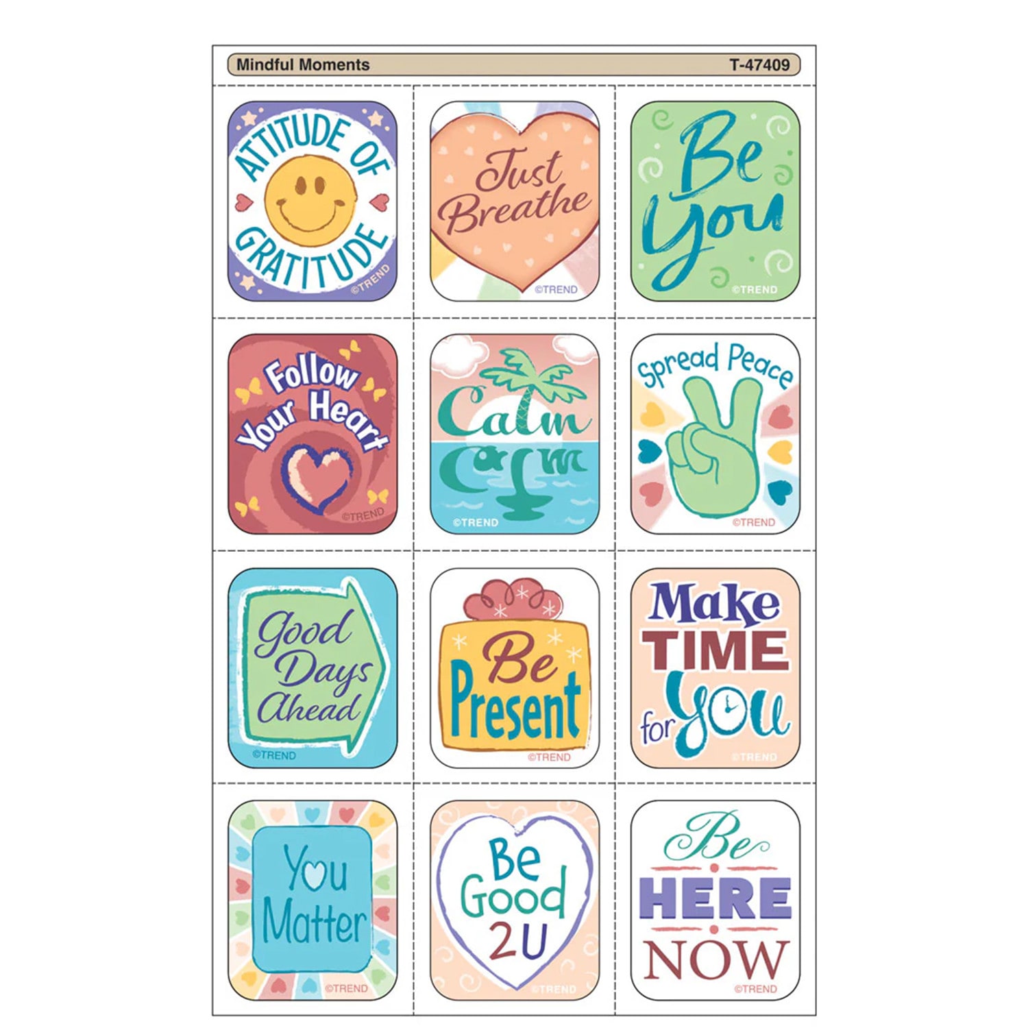 TREND Tear & Share Stickers Mindful Moments, 60 Per Pack, Set Of 6 Packs - Image 4