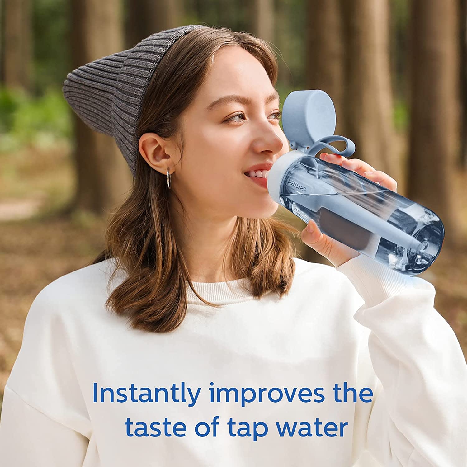 Philips GoZero Everyday Tritan Water Bottle With Filter, 22 Oz, Blue - Image 5