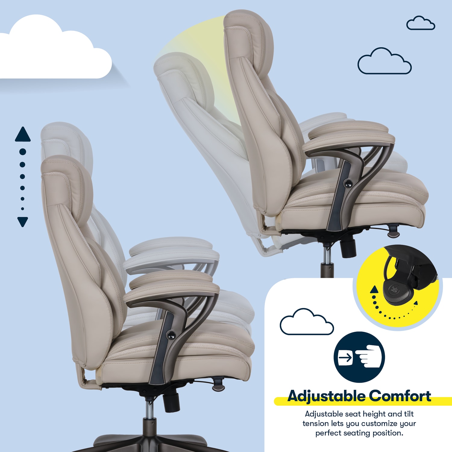 Serta SmartLayers Everett Big Tall Ergonomic Vegan Leather HighBack Executive Office Chair TaupeDark Gray BIFMA Compliant PopularChairscom Serta SmartLayers Everett Big Tall Ergonomic Vegan Leather High Back Executive Office Chair TaupeDark Gray BIFMA Compliant PopularChairscom